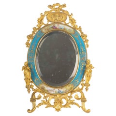 A Napoleon III Period Table Mirror in Gilt Bronze and Sèvres Enamelled Porcelain