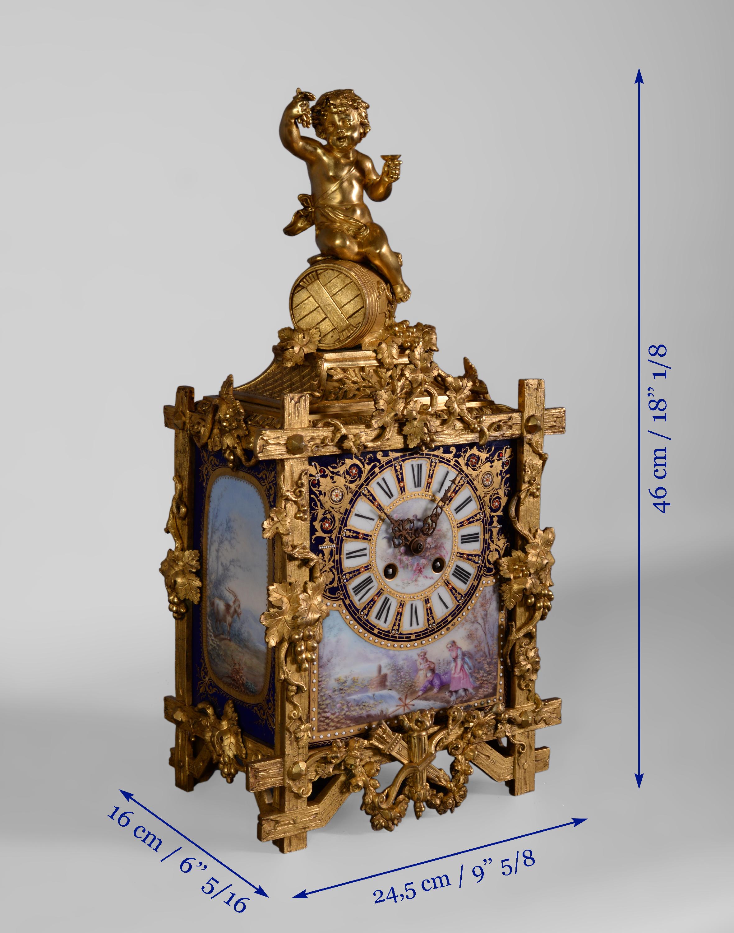 Napoleon III Style Clock Made Out of Porcelain and Gilded Bronze For Sale 4