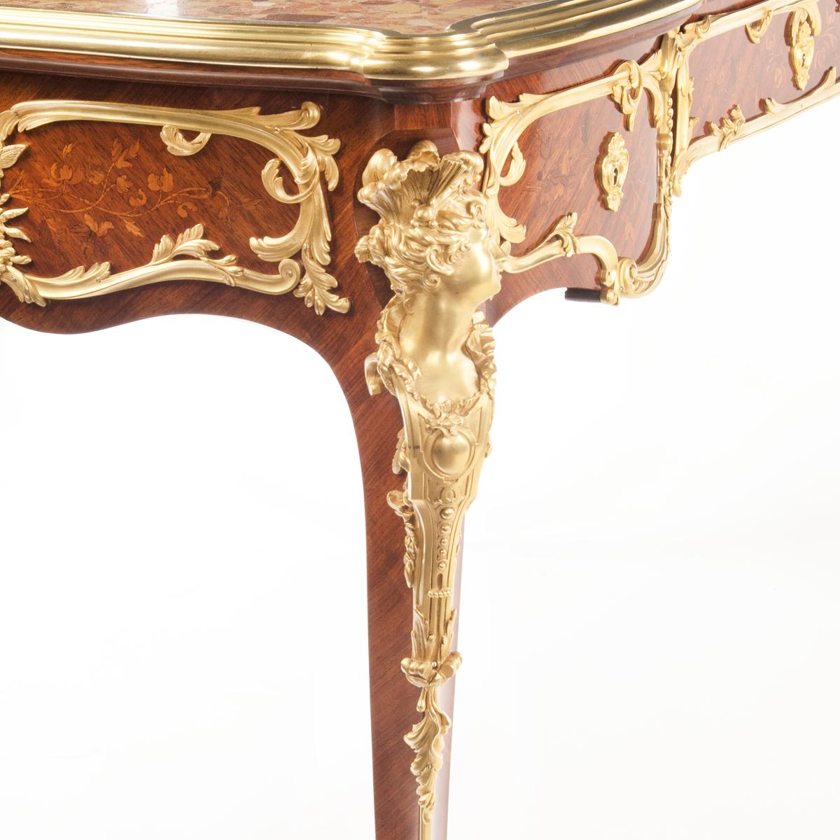 Table à écrire Napoléon en marbre de bois de roi attribuée à Sormani en vente 6