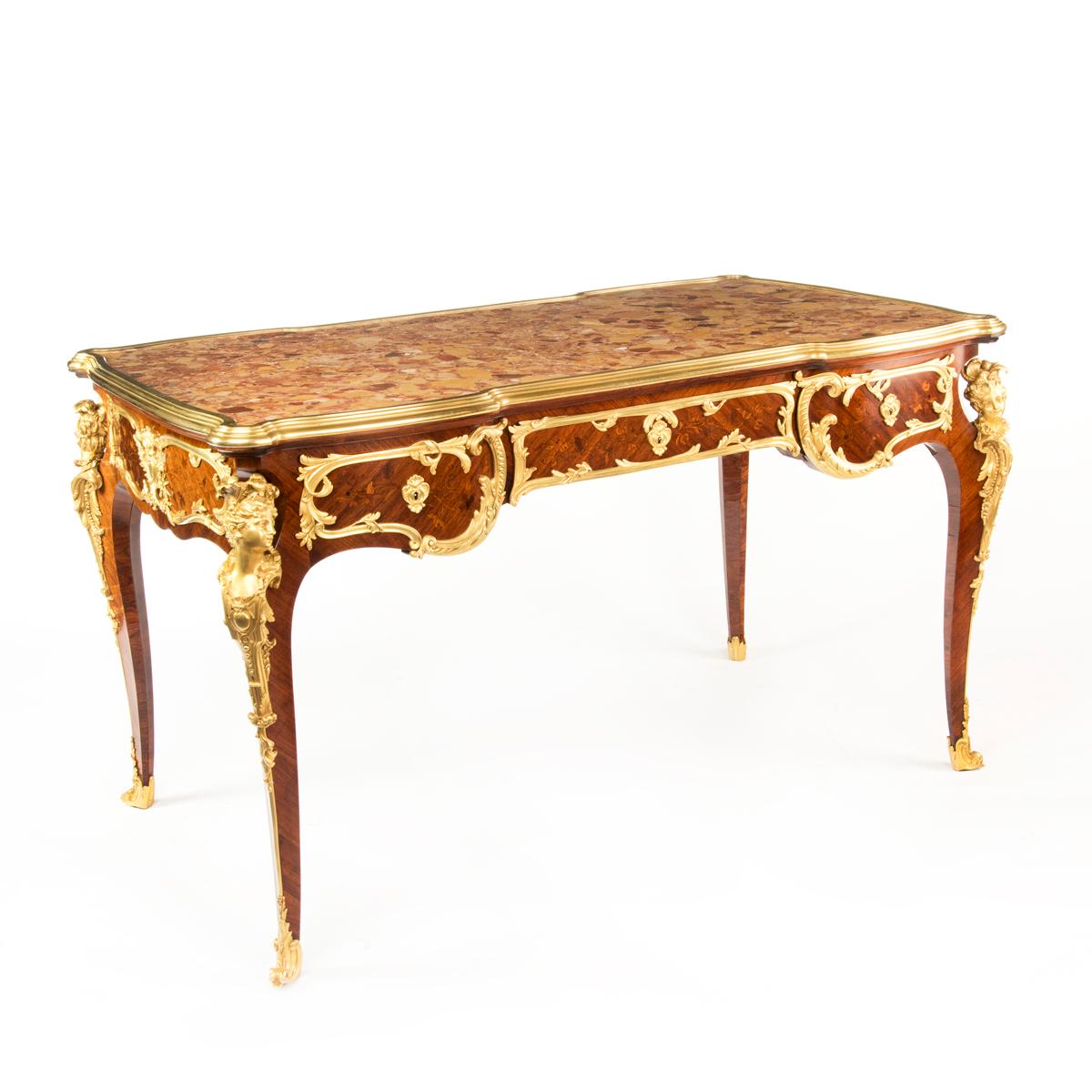 Napoleon Kingwood Marble Free-Standing Writing Table Attributed to Sormani For Sale 10