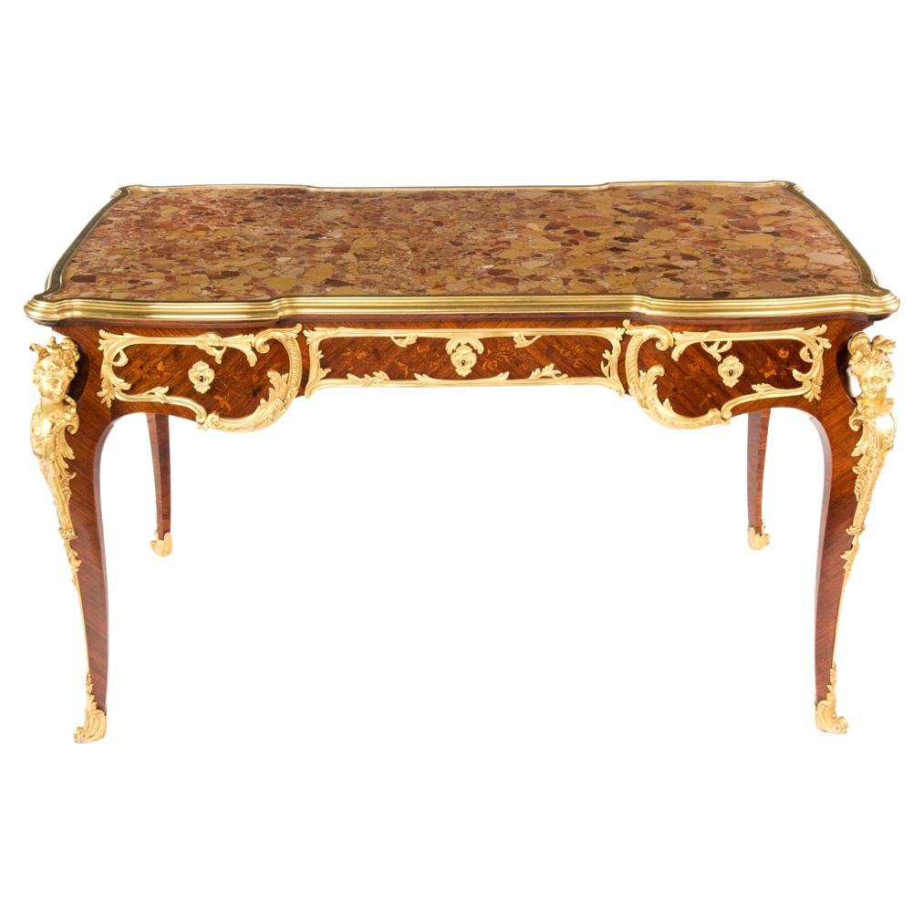 Napoleon Kingwood Marble Free-Standing Writing Table Attributed to Sormani For Sale