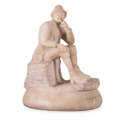 "Un desagradable compañero impertinente" - Escultura de mármol, siglo XIX