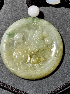 A Natural Myanmar Jadeite Disk Pendant Ric#JD004