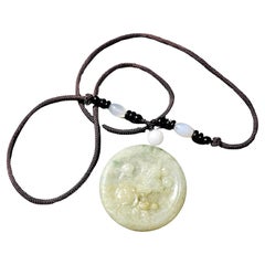 Pendentif disque en jadéite naturelle du Myanmar Ric#JD004