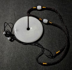 Ciondolo a forma di disco in giada naturale del Myanmar di colore viola chiaro Ric#JD003