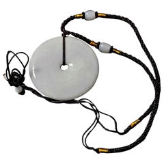 A Natural Myanmar Jadeite Light Purple Disk Pendant Ric#JD003