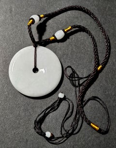 A Natural Myanmar Jadeite Light Purple Disk Pendant Ric#JD005