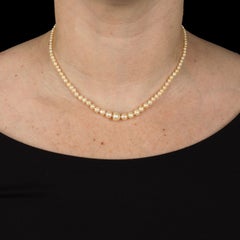 Natural Pearl Necklace in 18K White Gold & Platinum, Circa 1910