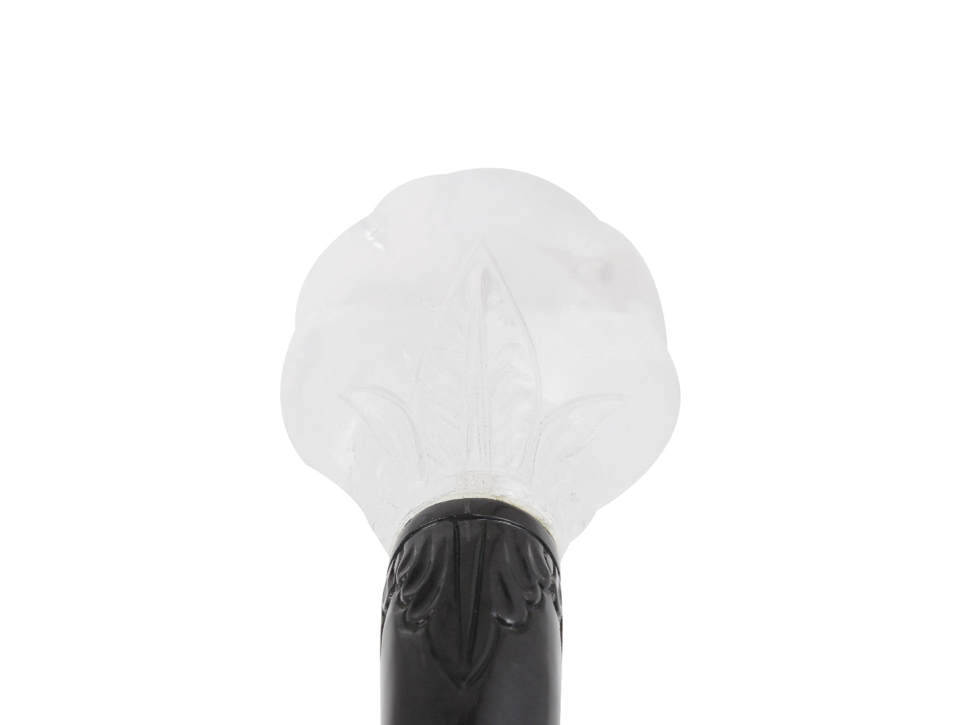 Cuillère de service en cristal de roche et calcédoine - motif de paon sculpté à la main Unisexe en vente