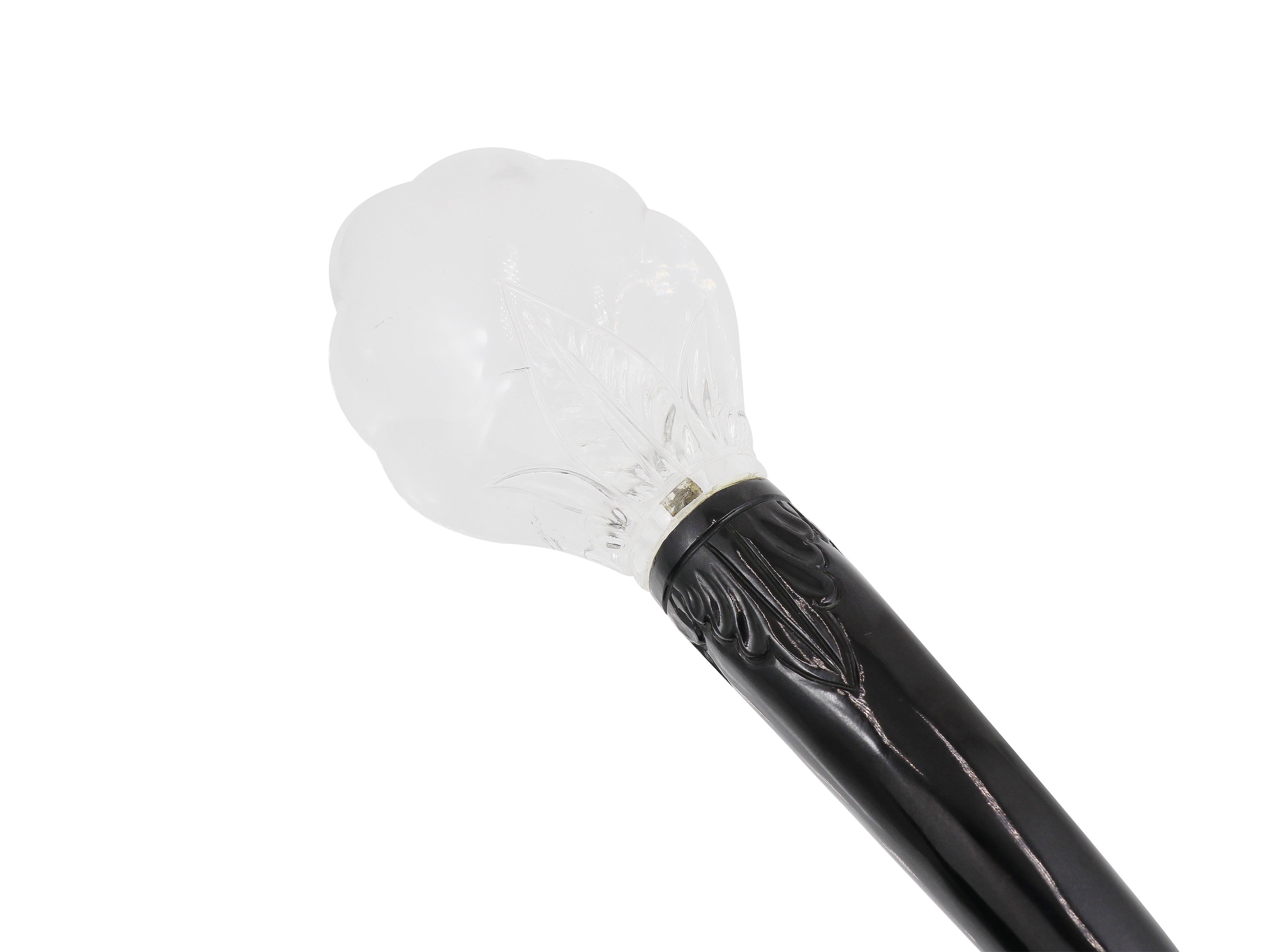 Cuillère de service en cristal de roche et calcédoine - motif de paon sculpté à la main en vente 2