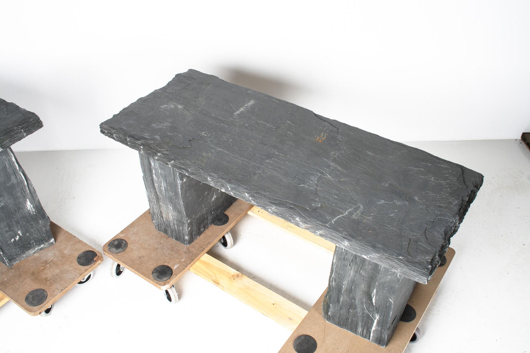 Asiento de piedra maciza natural para banco de jardín - Pizarra galesa Wabi Sabi Riven 6