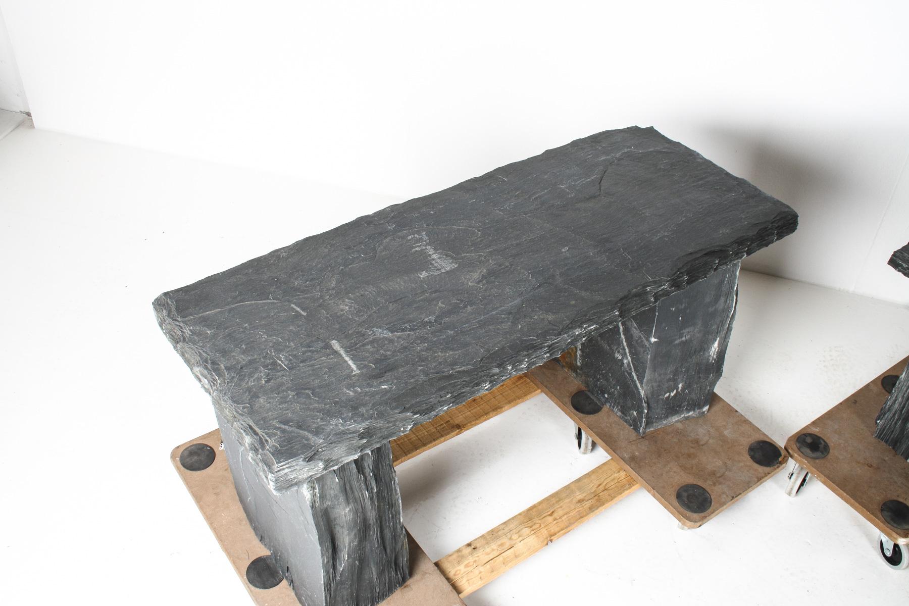Asiento de piedra maciza natural para banco de jardín - Pizarra galesa Wabi Sabi Riven 7