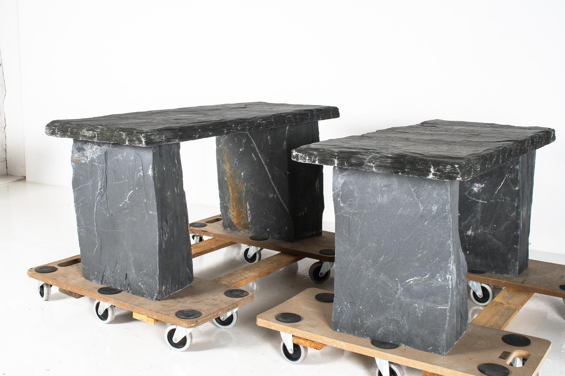 Asiento de piedra maciza natural para banco de jardín - Pizarra galesa Wabi Sabi Riven 10