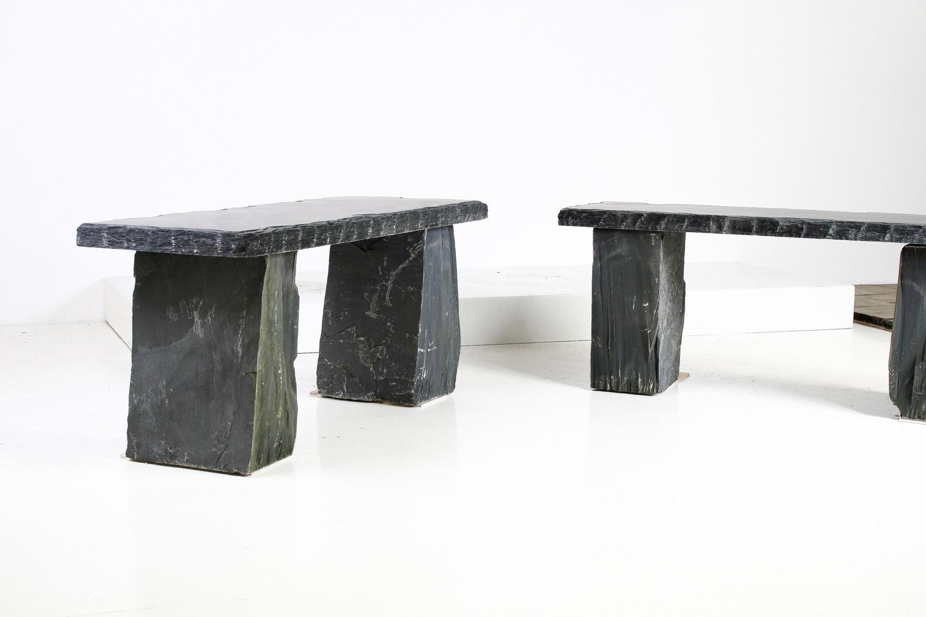 Asiento de piedra maciza natural para banco de jardín - Pizarra galesa Wabi Sabi Riven Galés