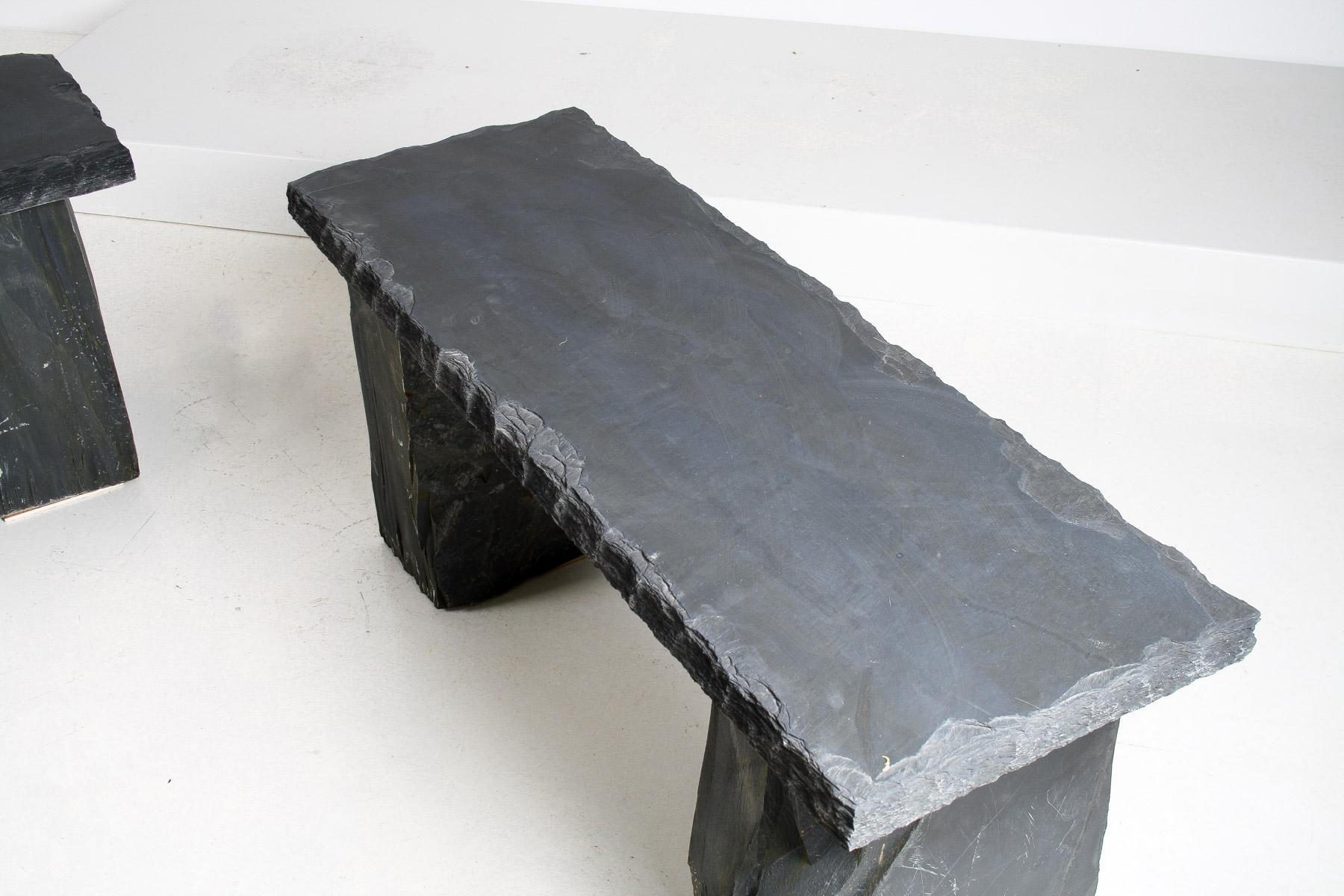 Asiento de piedra maciza natural para banco de jardín - Pizarra galesa Wabi Sabi Riven 1