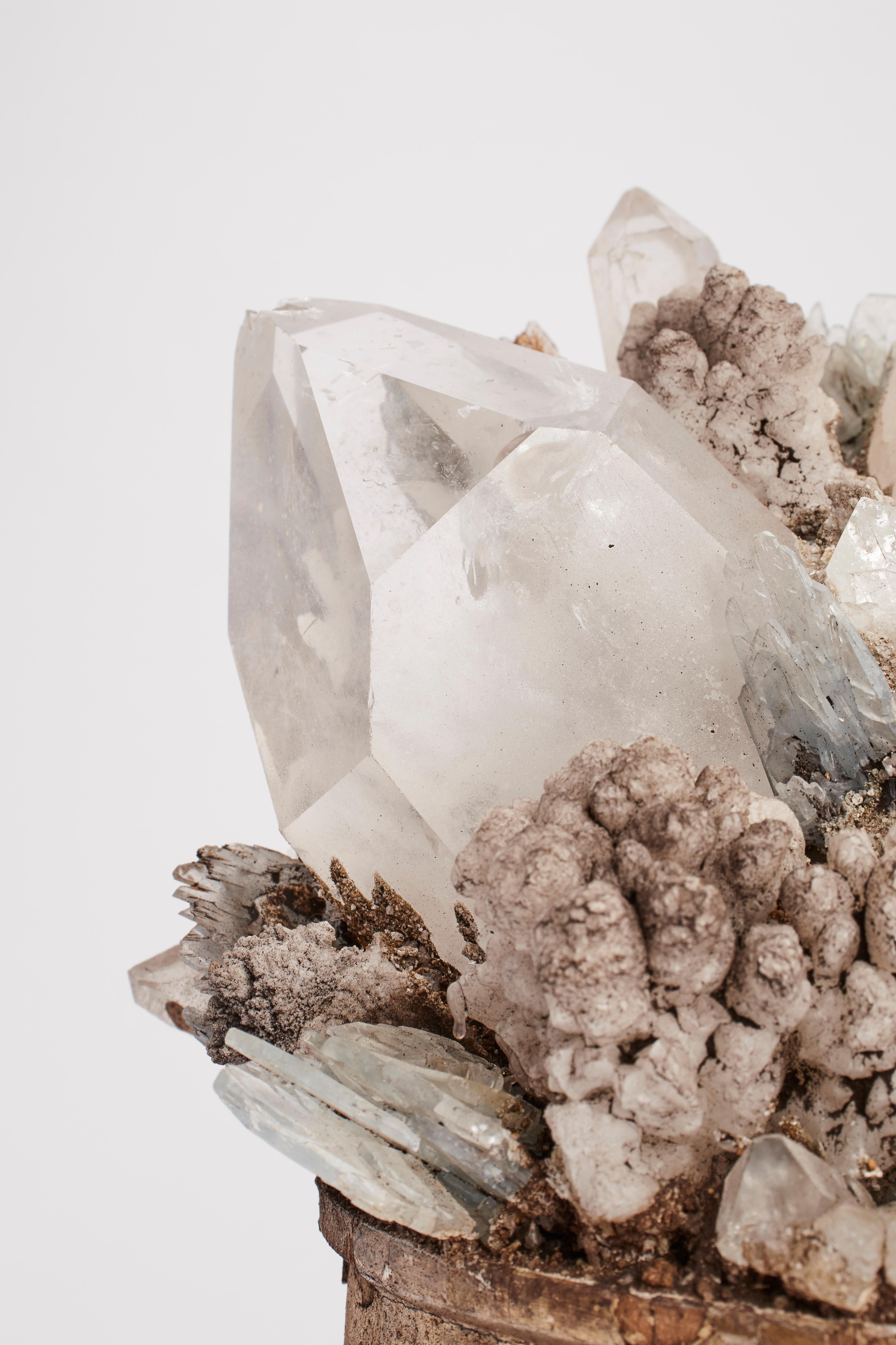 Italian Natural Specimen White Quartz and Rock Crystals, Italy, 1880