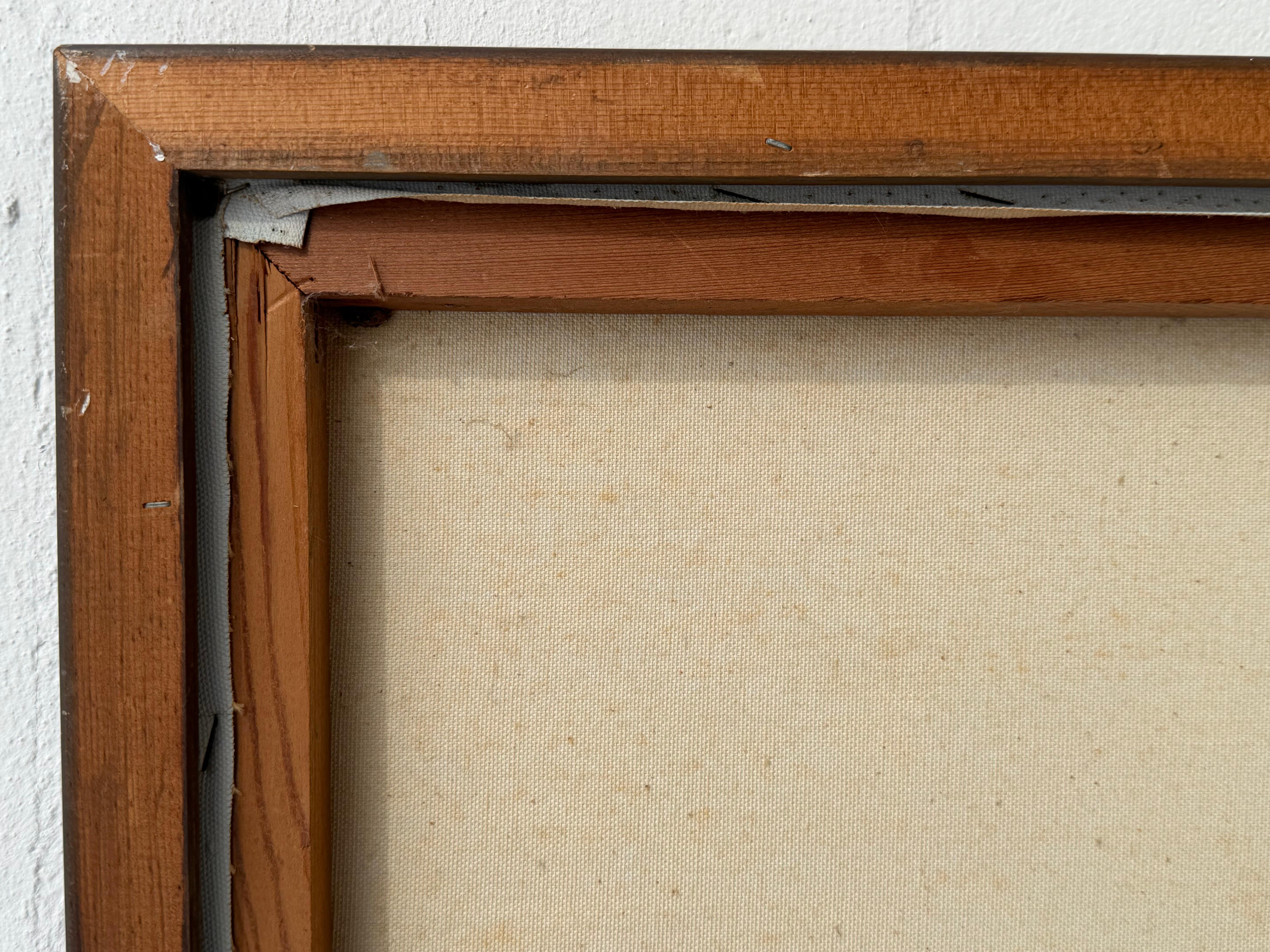 Ein nautisches Gemälde von Le Mark Harbor Scene Mid Century Aqua Blue im Angebot 3