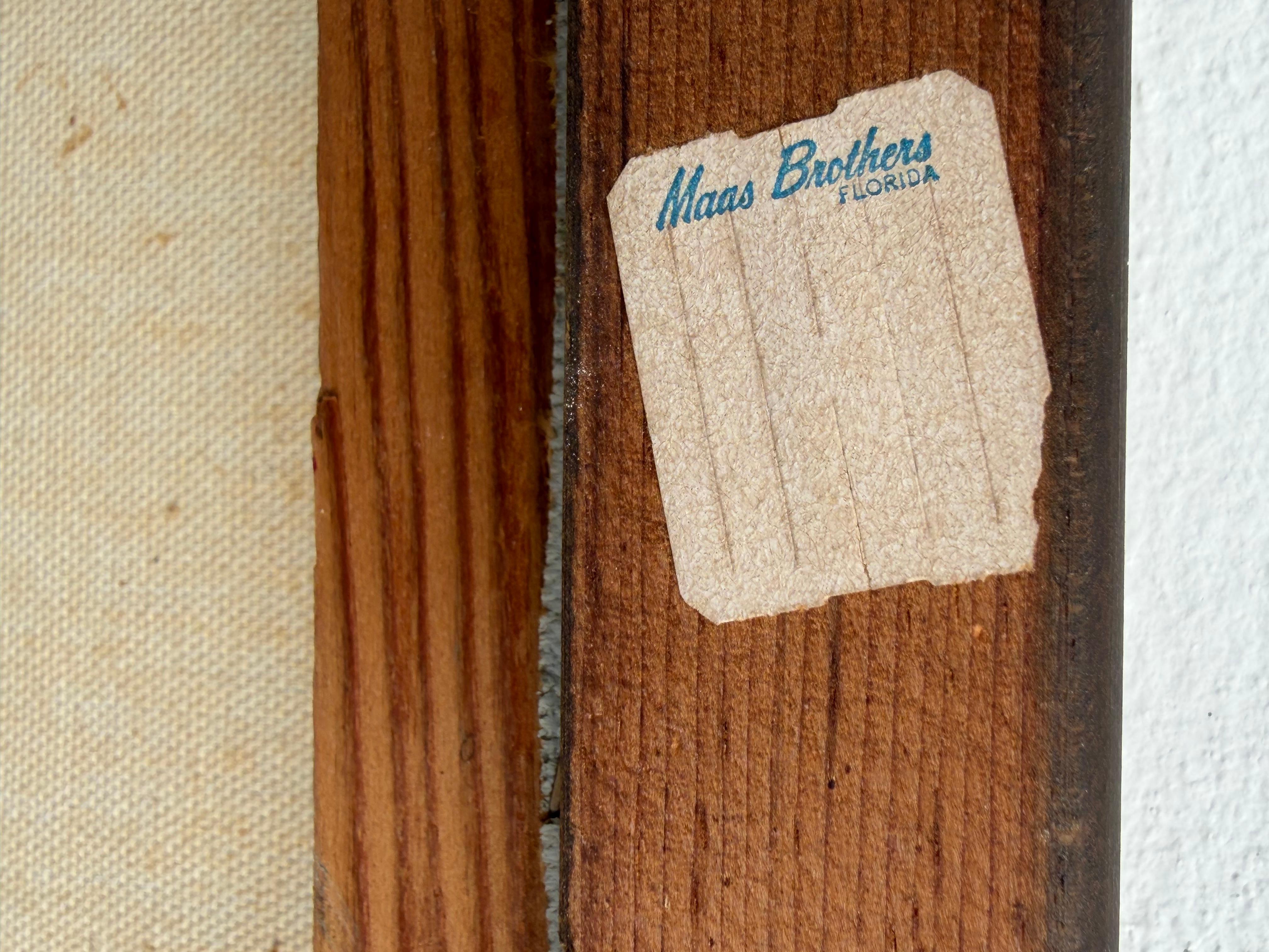 Ein nautisches Gemälde von Le Mark Harbor Scene Mid Century Aqua Blue im Angebot 4