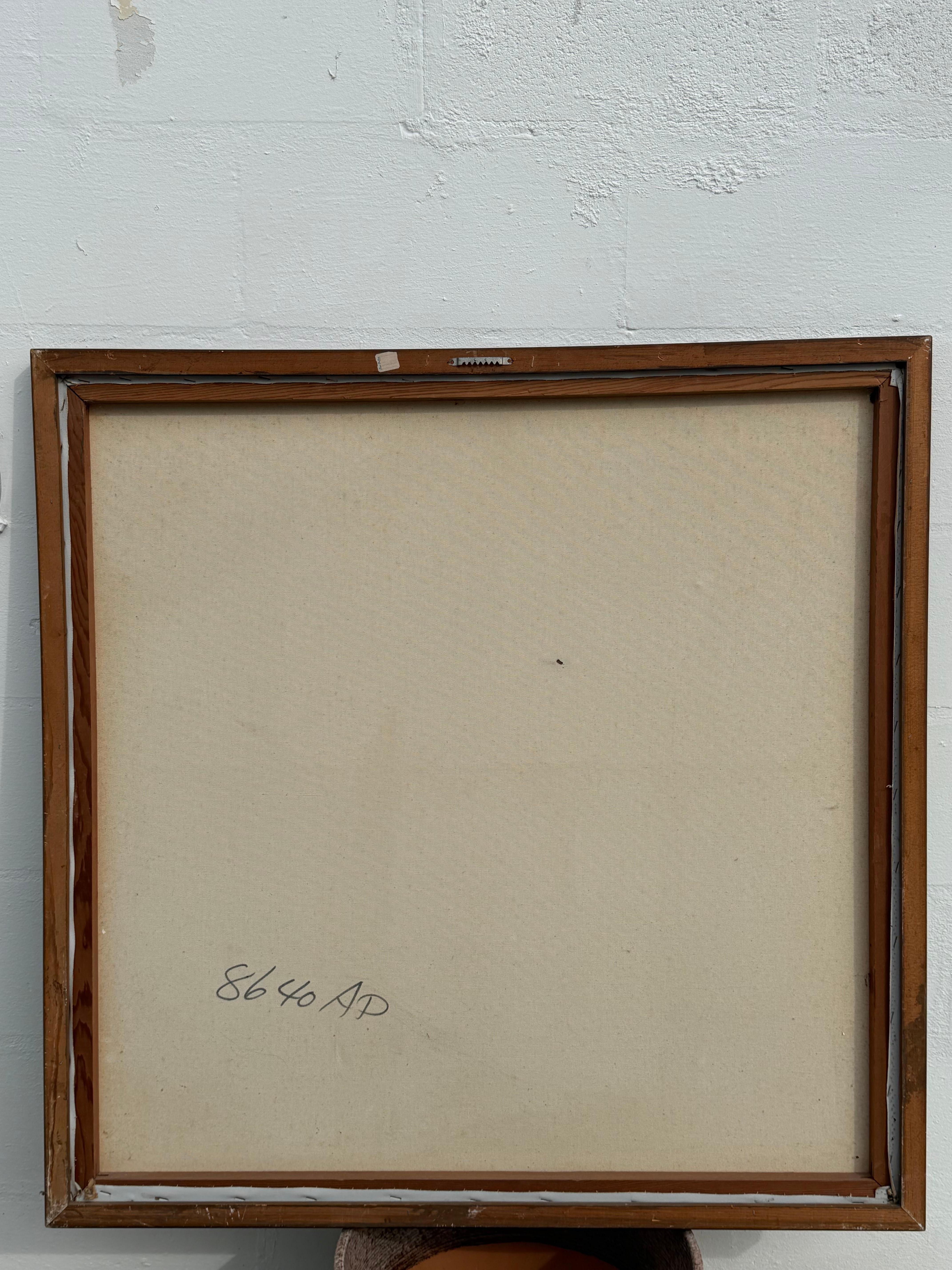 Ein nautisches Gemälde von Le Mark Harbor Scene Mid Century Aqua Blue im Angebot 2