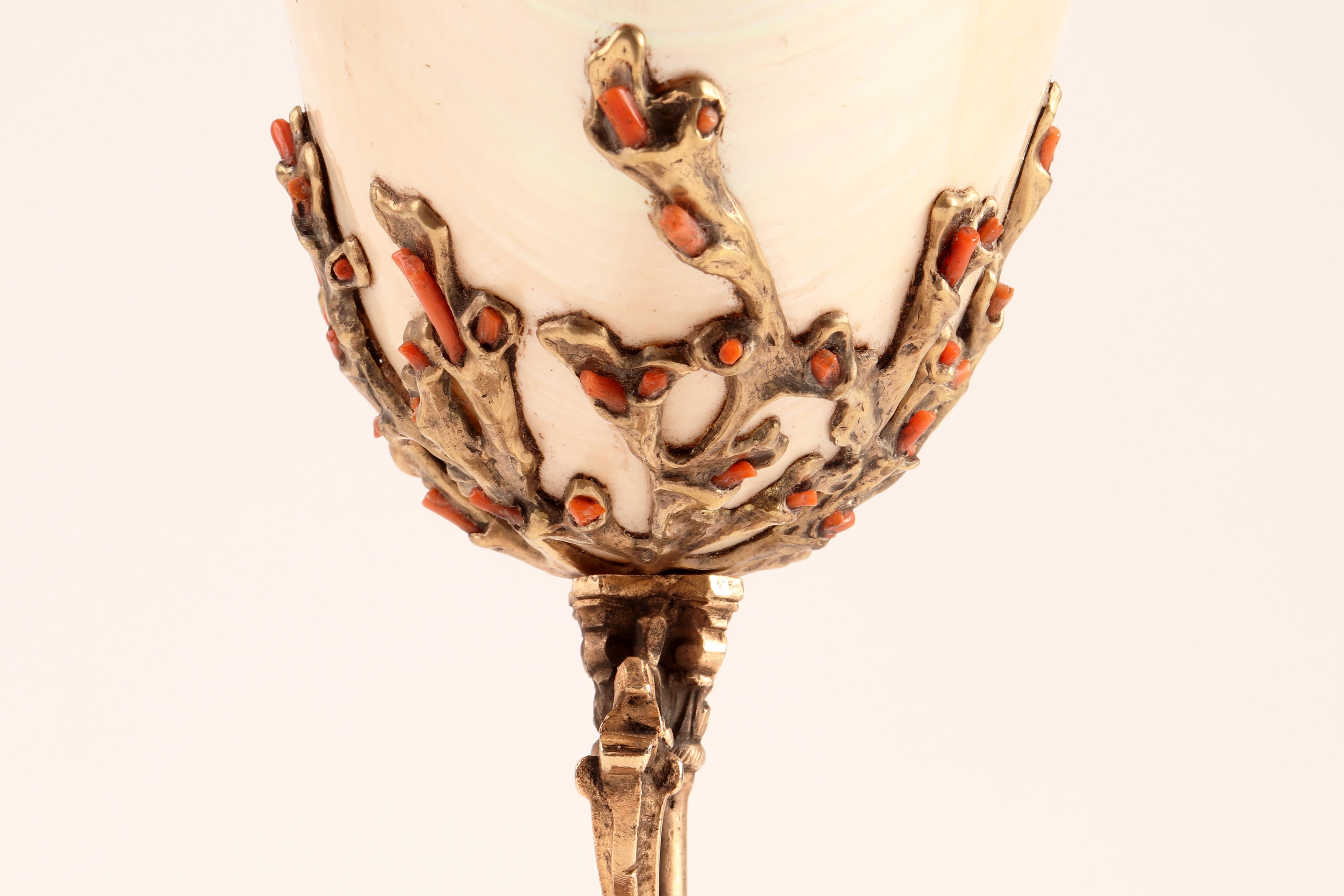 Nautilus Pompilius Mounted with Pieces of Coral from Trapani, Italy, 1870 4