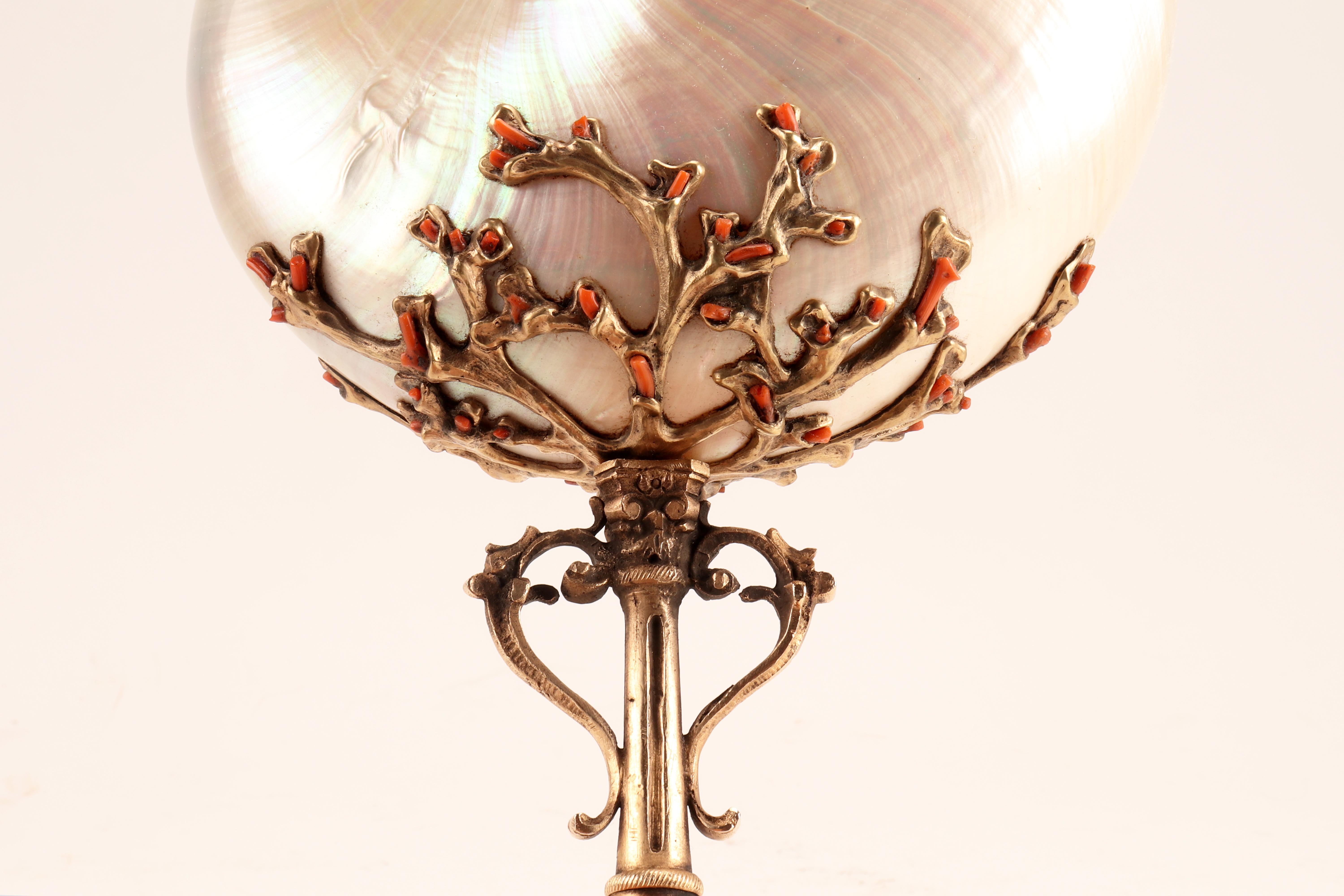 Nautilus Pompilius Mounted with Pieces of Coral from Trapani, Italy, 1870 2