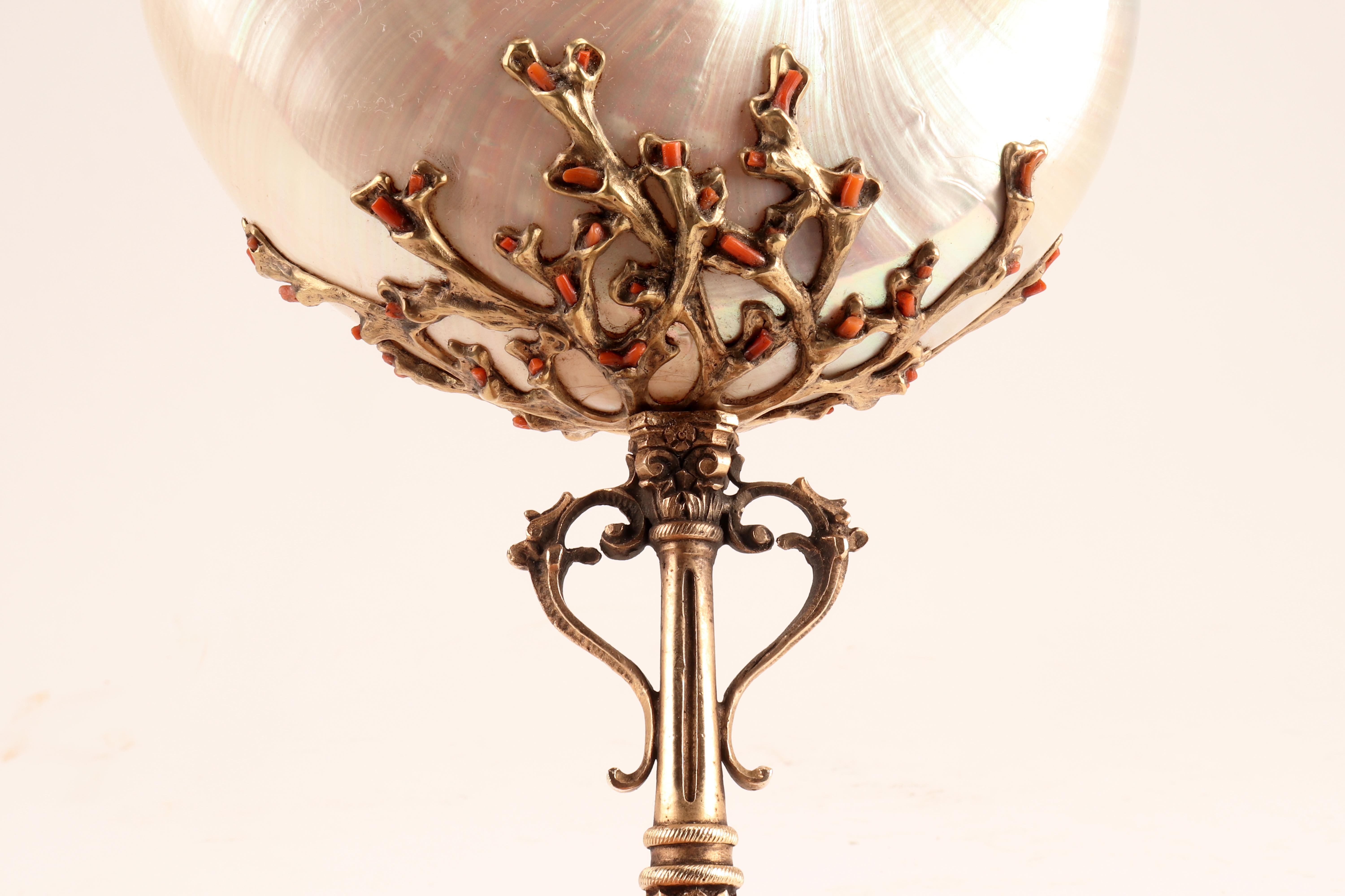 Nautilus Pompilius Mounted with Pieces of Coral from Trapani, Italy, 1870 3