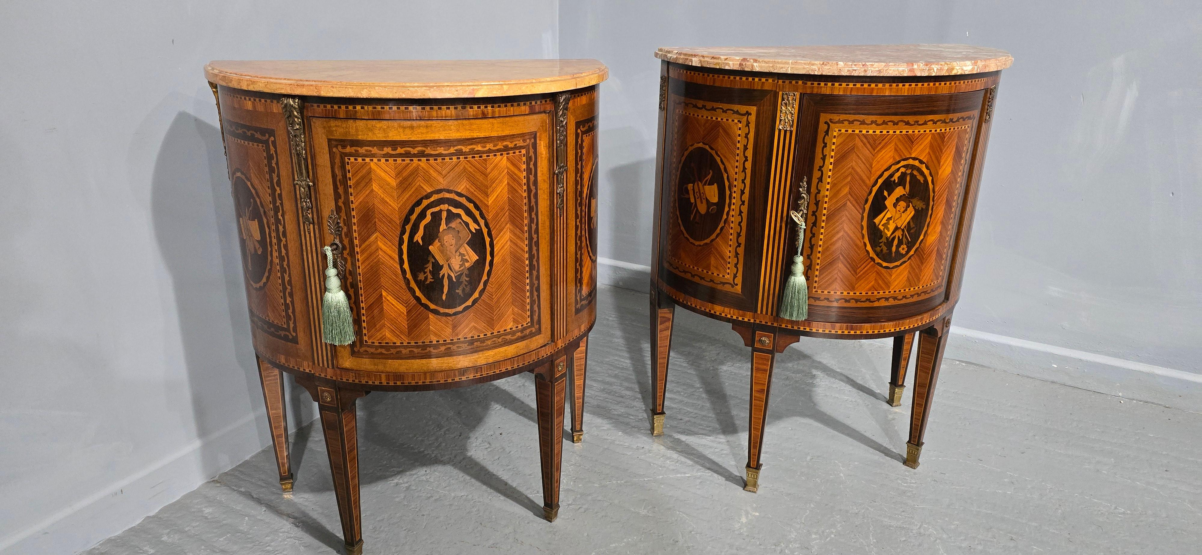 A Near Pair French Marquetry Cabinets For Sale 5