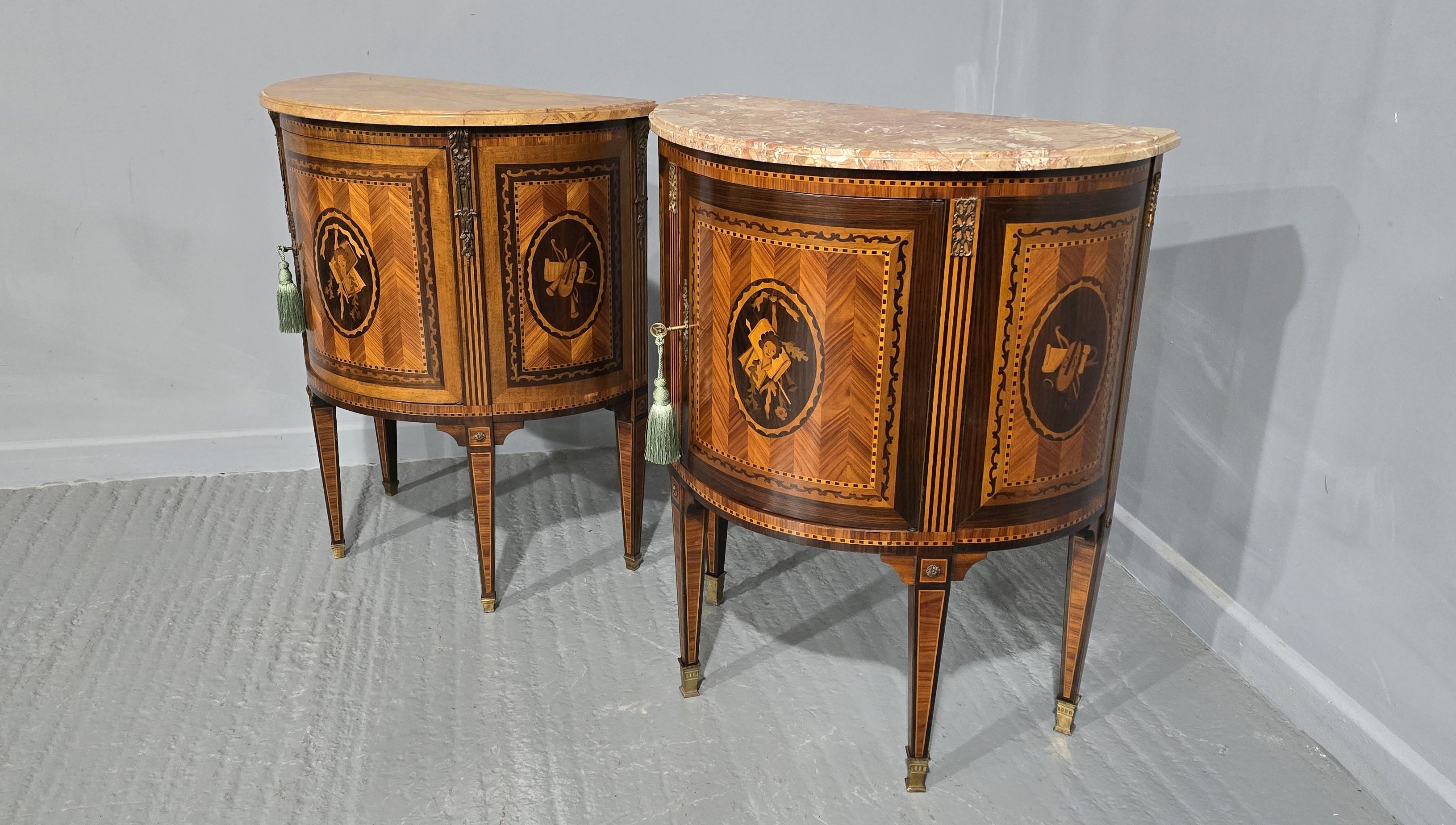 Louis XV A Near Pair French Marquetry Cabinets For Sale