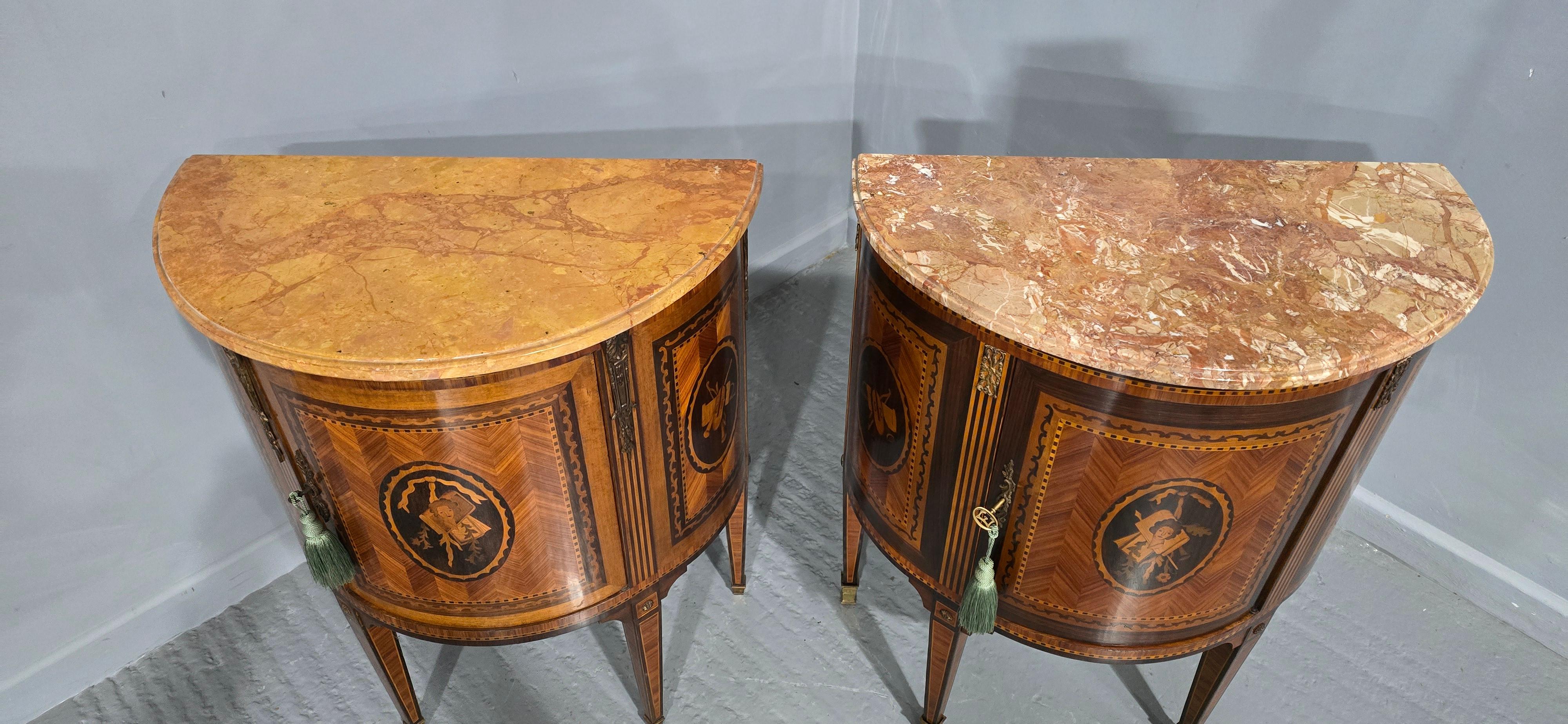 A Near Pair French Marquetry Cabinets For Sale 2