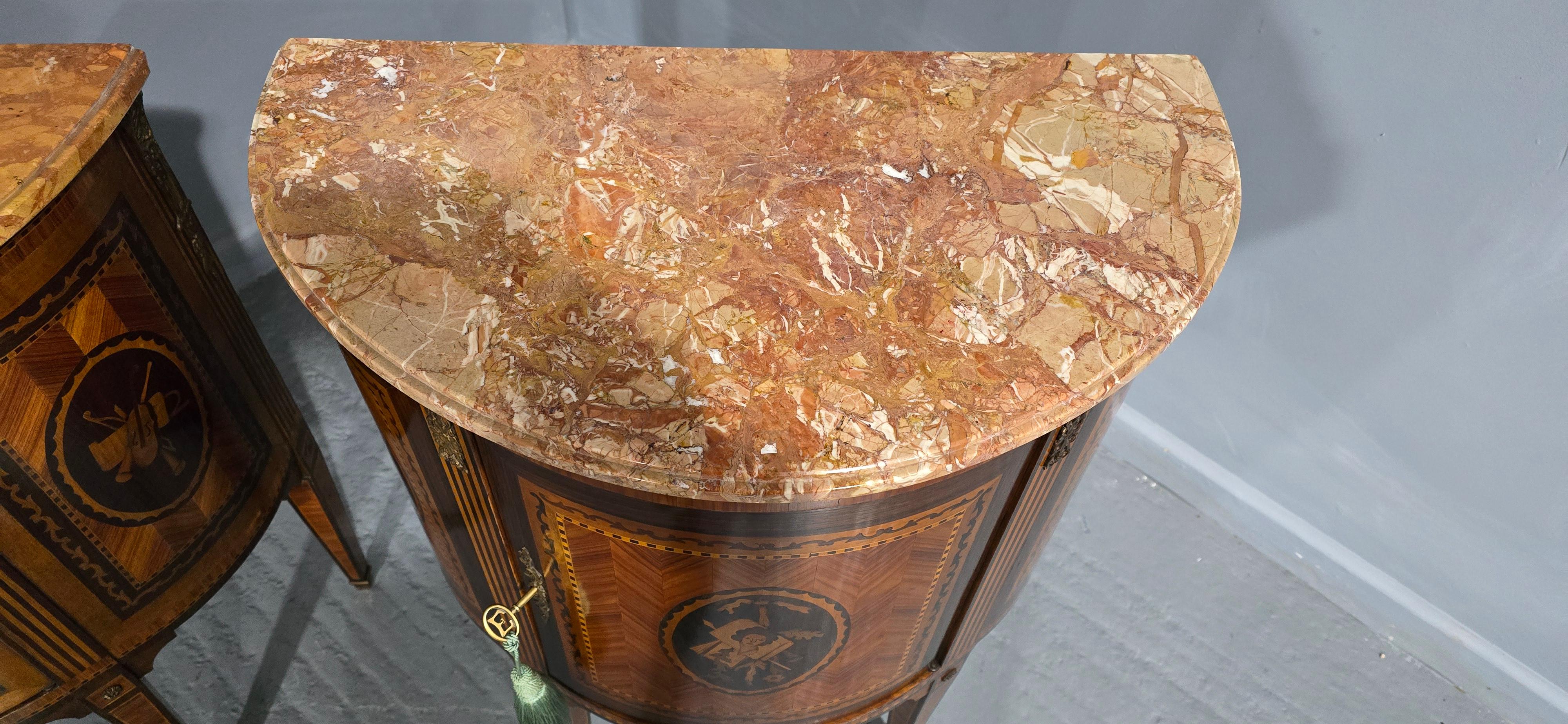 A Near Pair French Marquetry Cabinets For Sale 3
