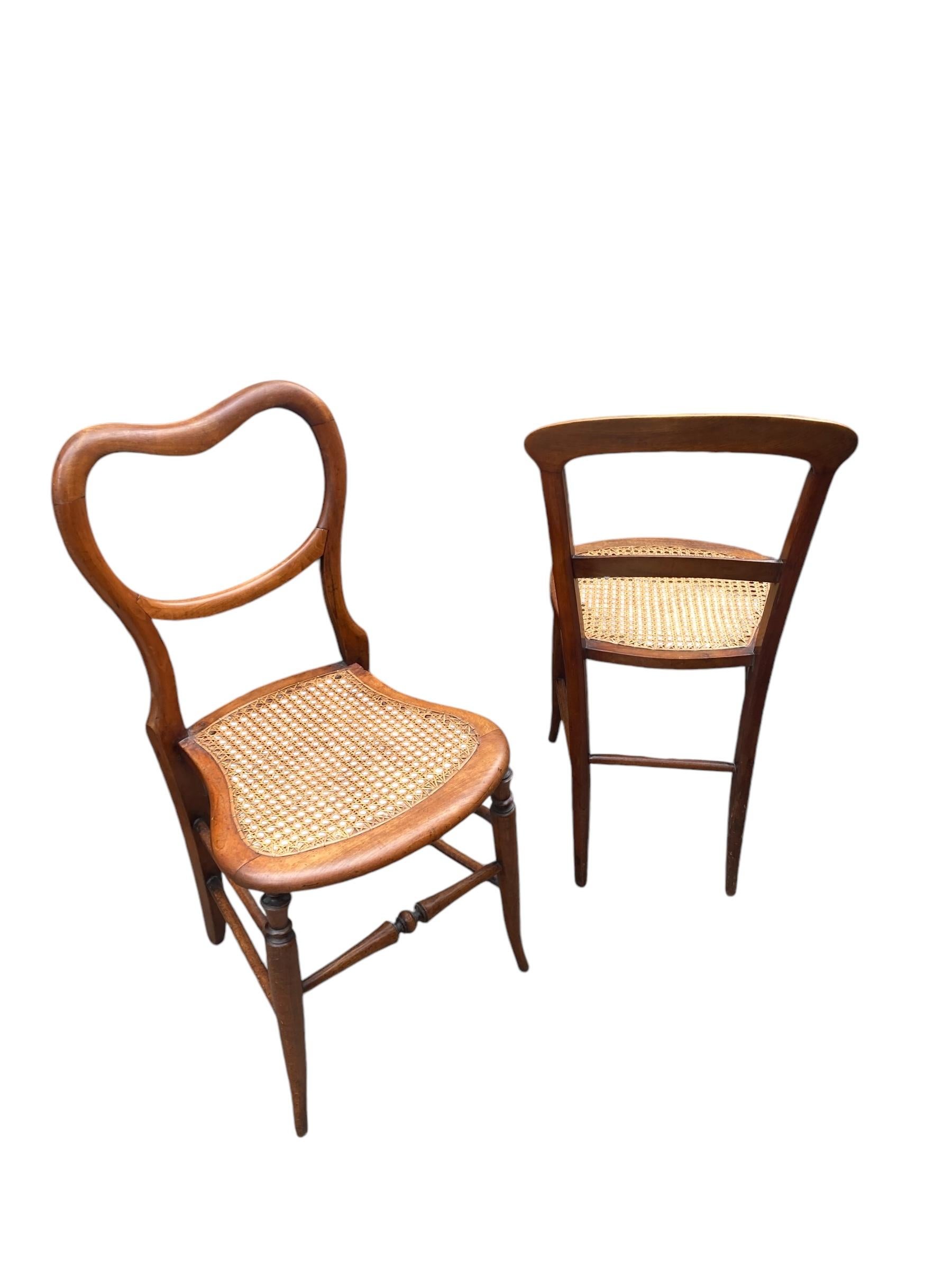 A near pair of Beech framed Victorian side chairs with original Bergere seating 3
