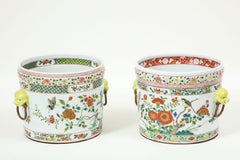 Near Pair of Chinese Porcelain Famille Verte Cachepots