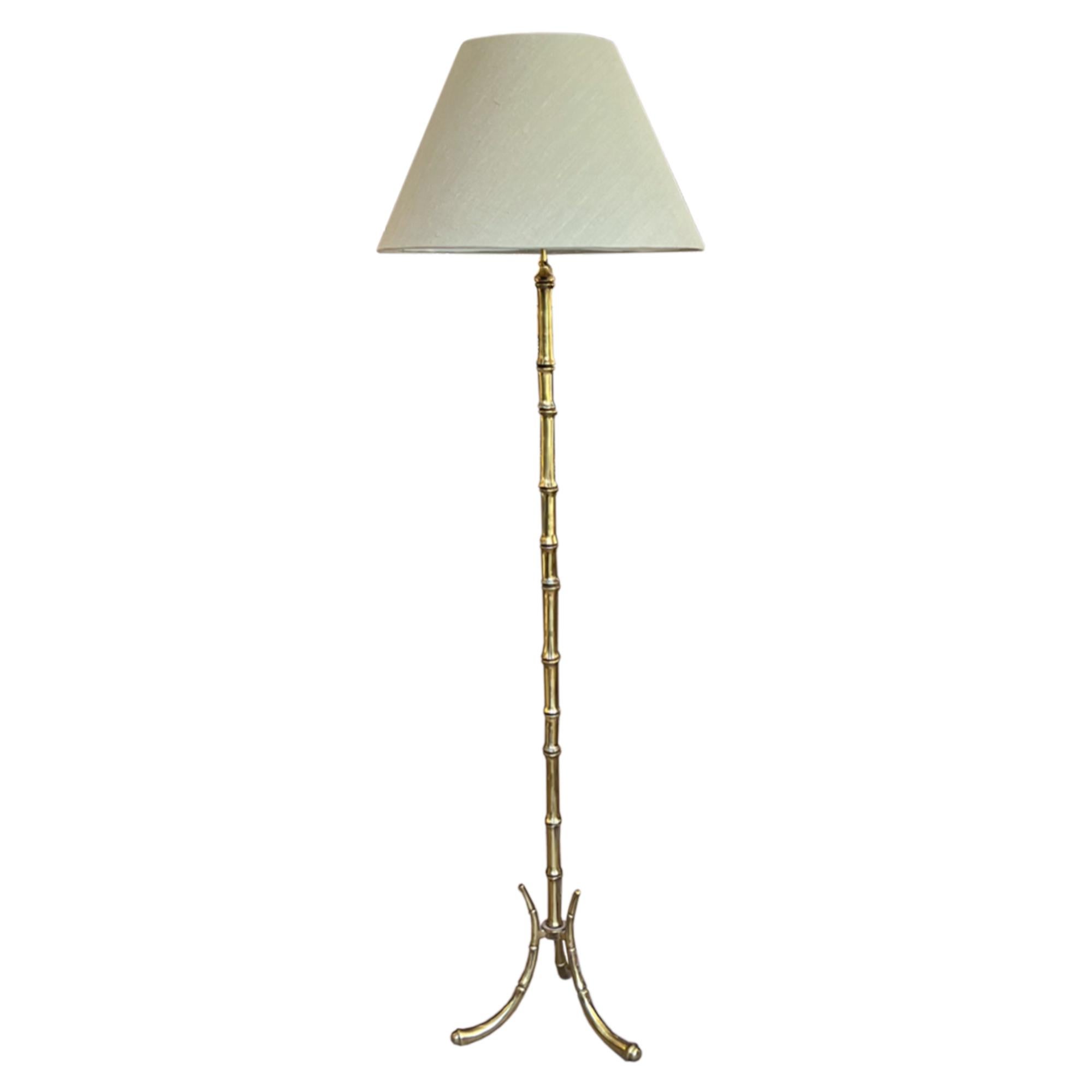 This is a great pair of brass midcentury floor lamps - exceptional quality and made in the style of Maison Baguès 

Made in France they are elegant, as well as being solid and sturdy. 

We've had them rewired by our electrician for the UK with