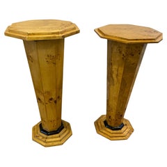 A near Pair of French Art Deco Birdseye Maple Column Plynth or Pedestal.