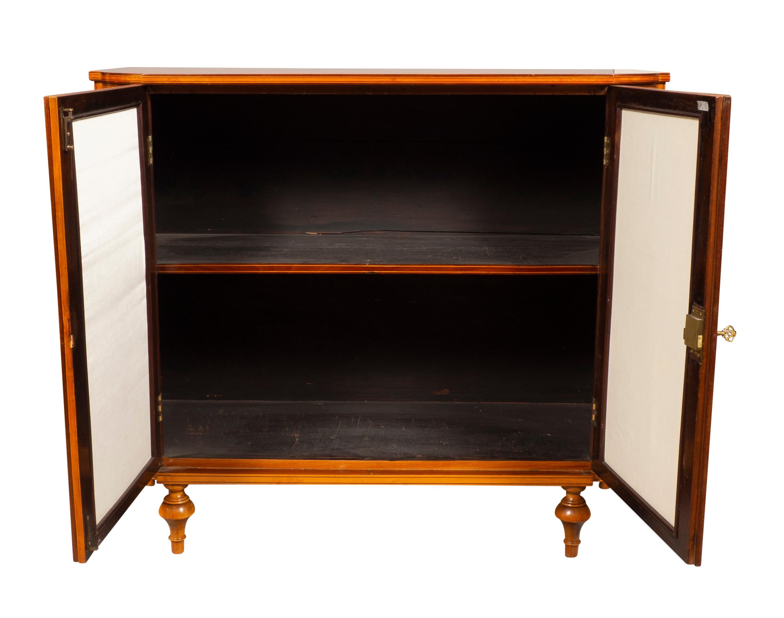 Near Pair of Irish Late George III Satinwood and Amaranth Side Cabinets For Sale 2