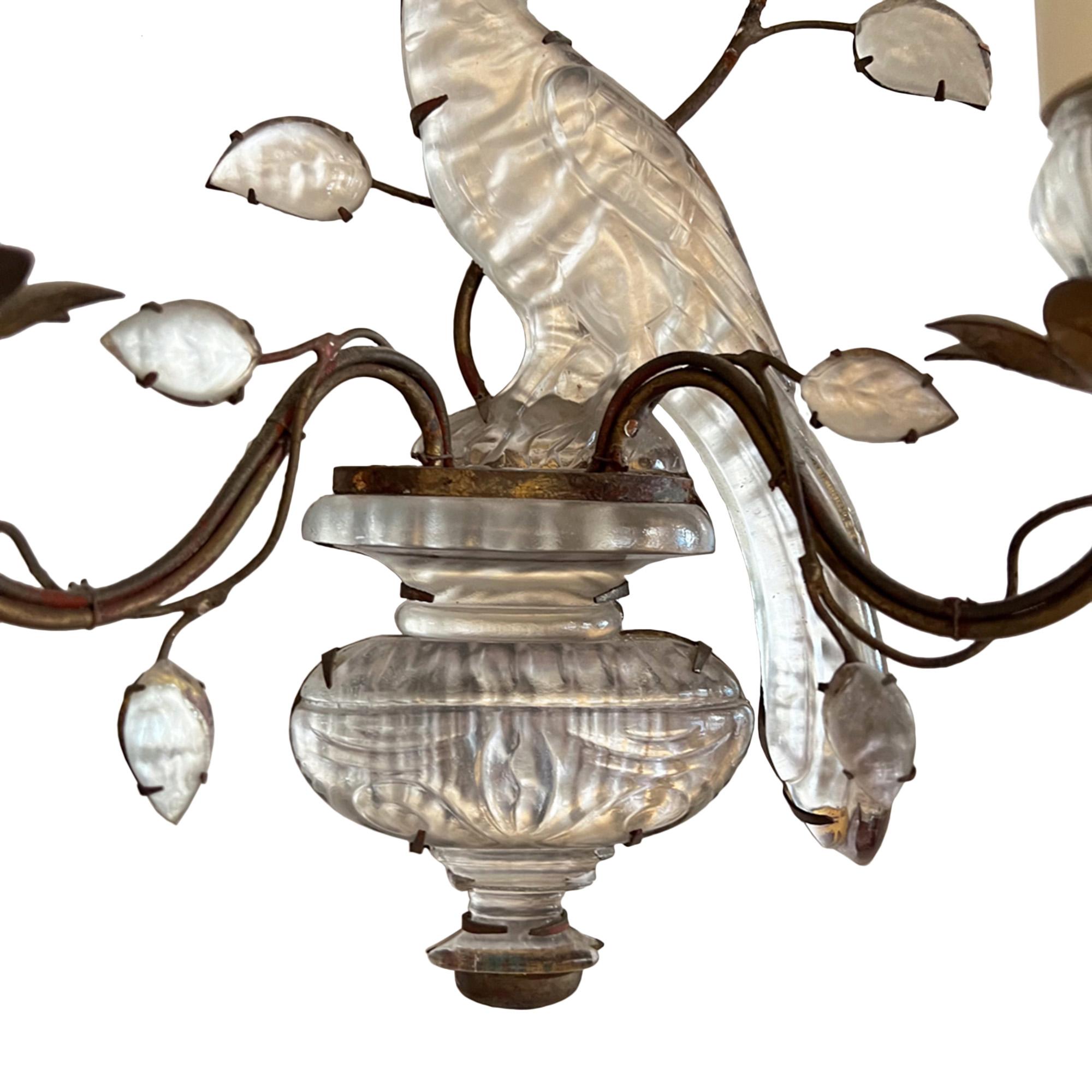 Mid-20th Century A Near Pair of Maison Baguès Wall Sconces With Urns and Parrots
