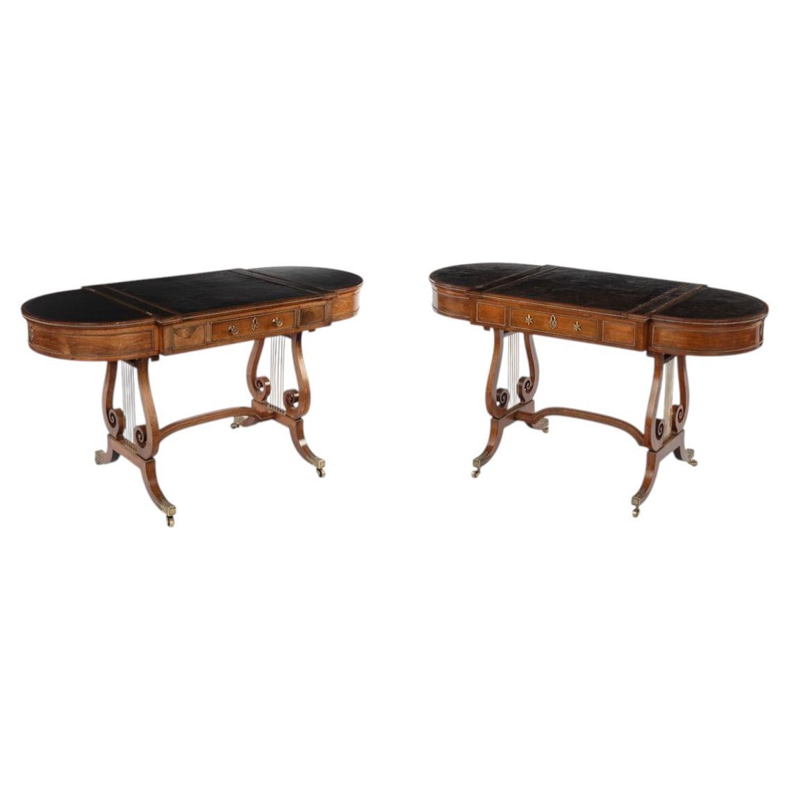 A near pair of Regency period rosewood sofa games tables attributed to Gillows For Sale