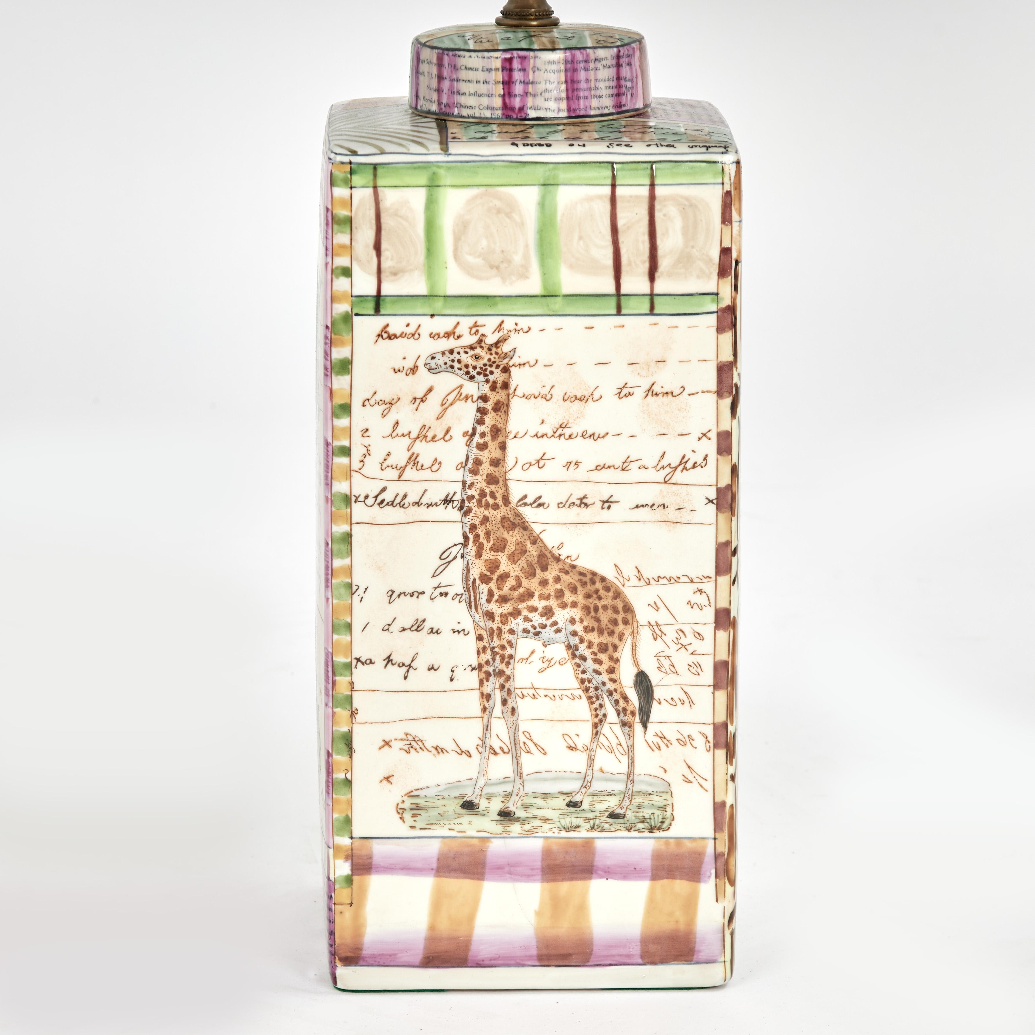 Mid-Century Modern A Near Pair of  Safari Animal Porcelain Table Lamps by John Derian For Sale