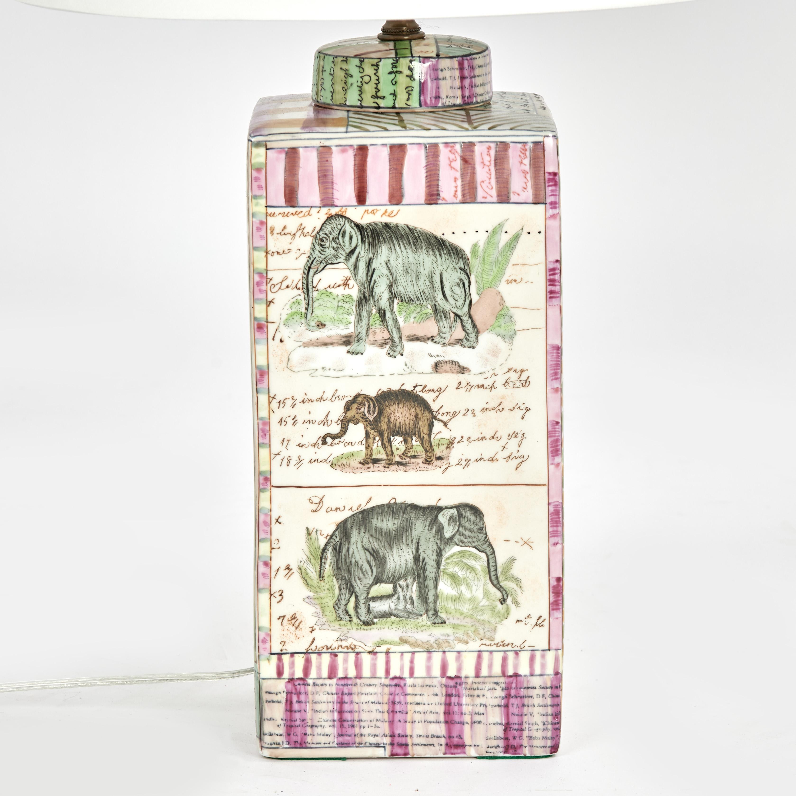Hand-Crafted A Near Pair of  Safari Animal Porcelain Table Lamps by John Derian For Sale