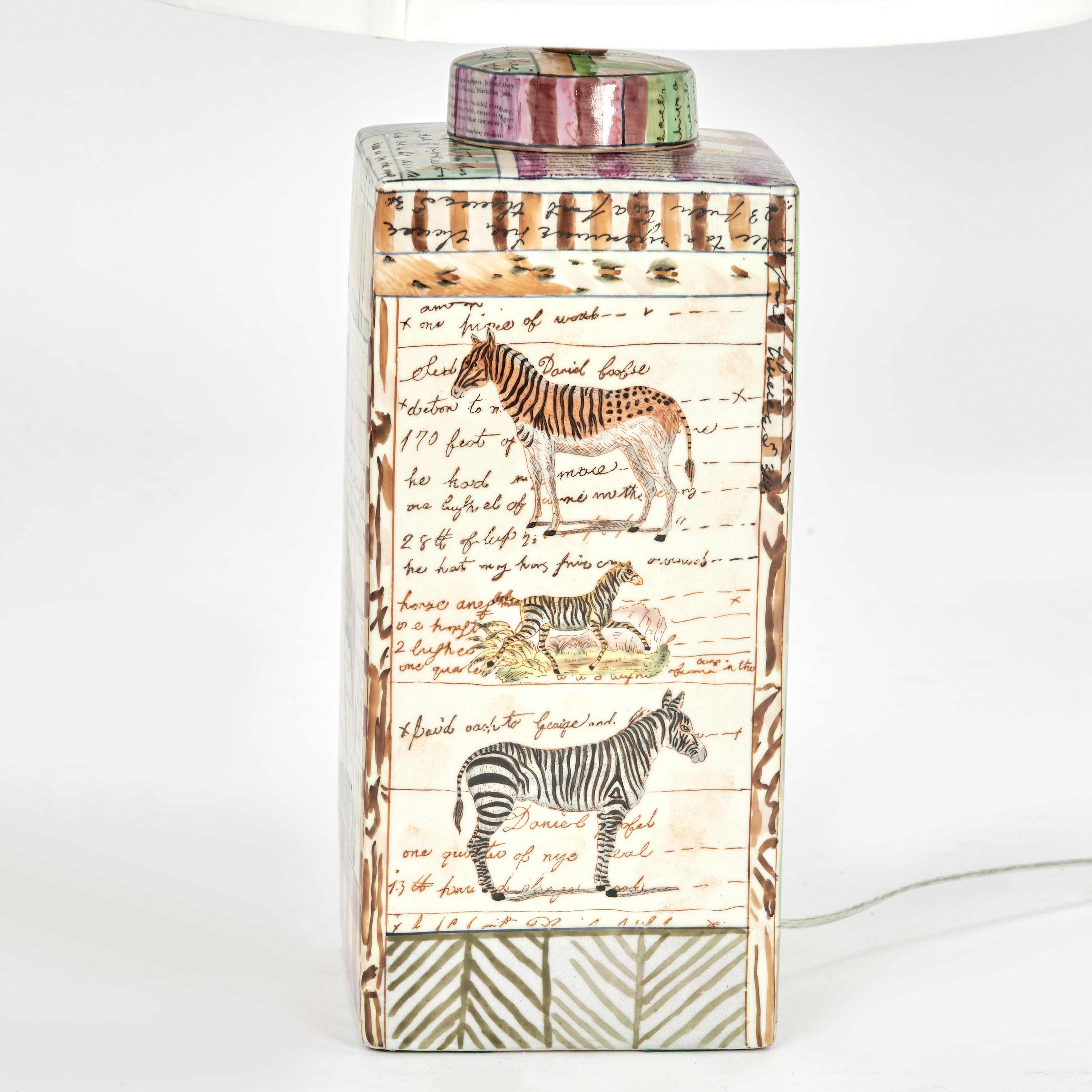 A Near Pair of  Safari Animal Porcelain Table Lamps by John Derian For Sale 2