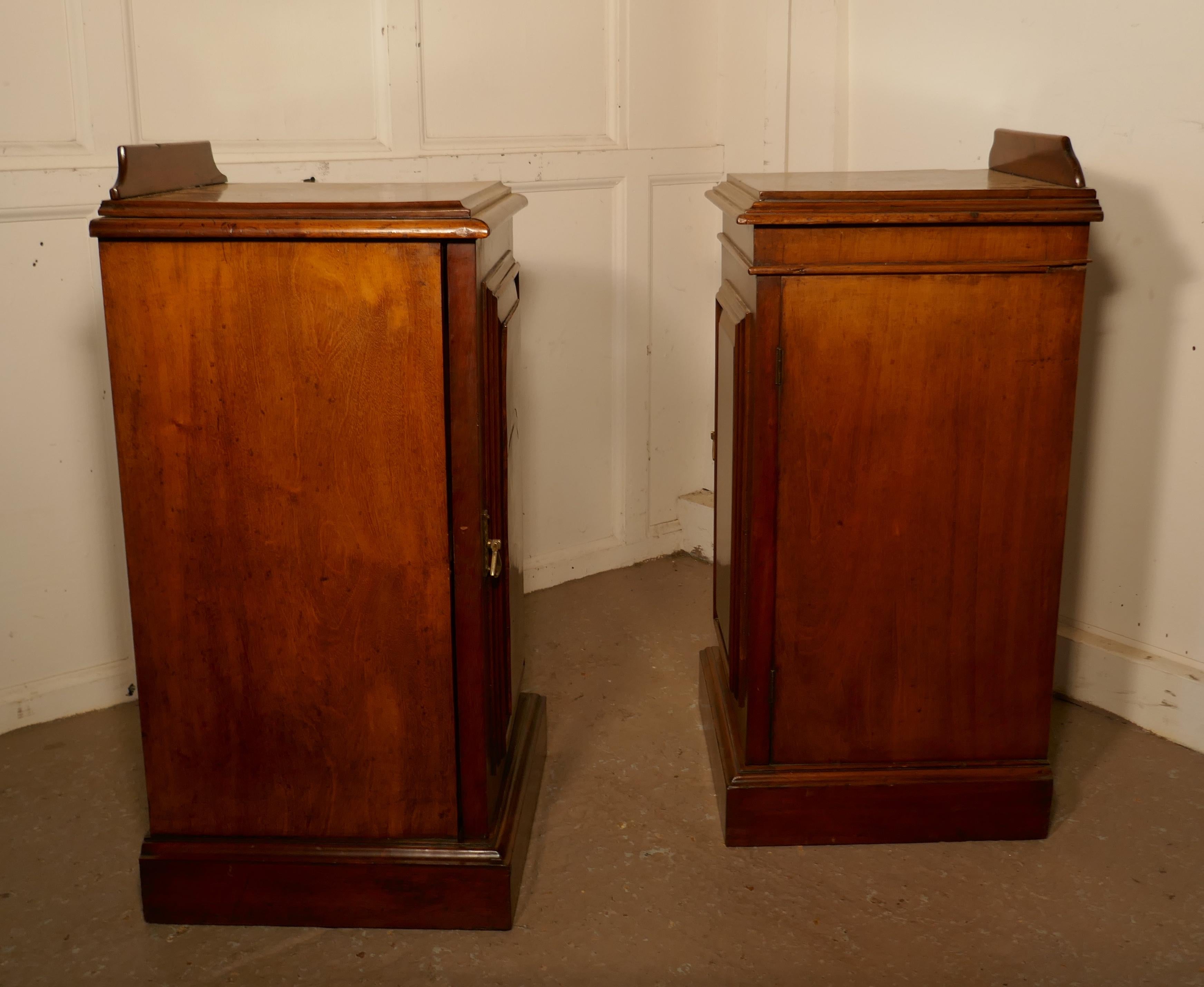 Near Pair of Victorian Walnut Bedside Cupboards In Good Condition For Sale In Chillerton, Isle of Wight