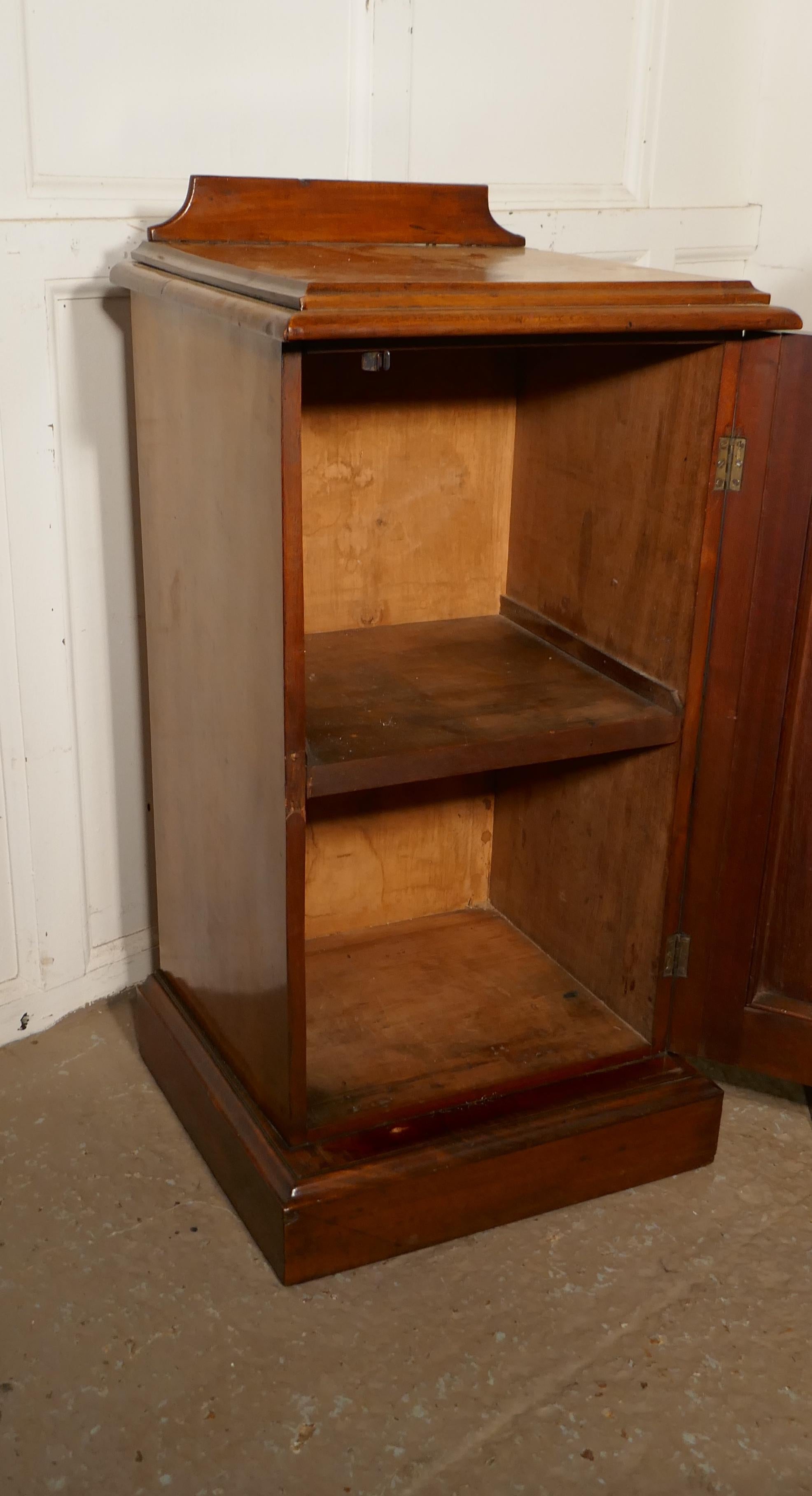 19th Century Near Pair of Victorian Walnut Bedside Cupboards For Sale