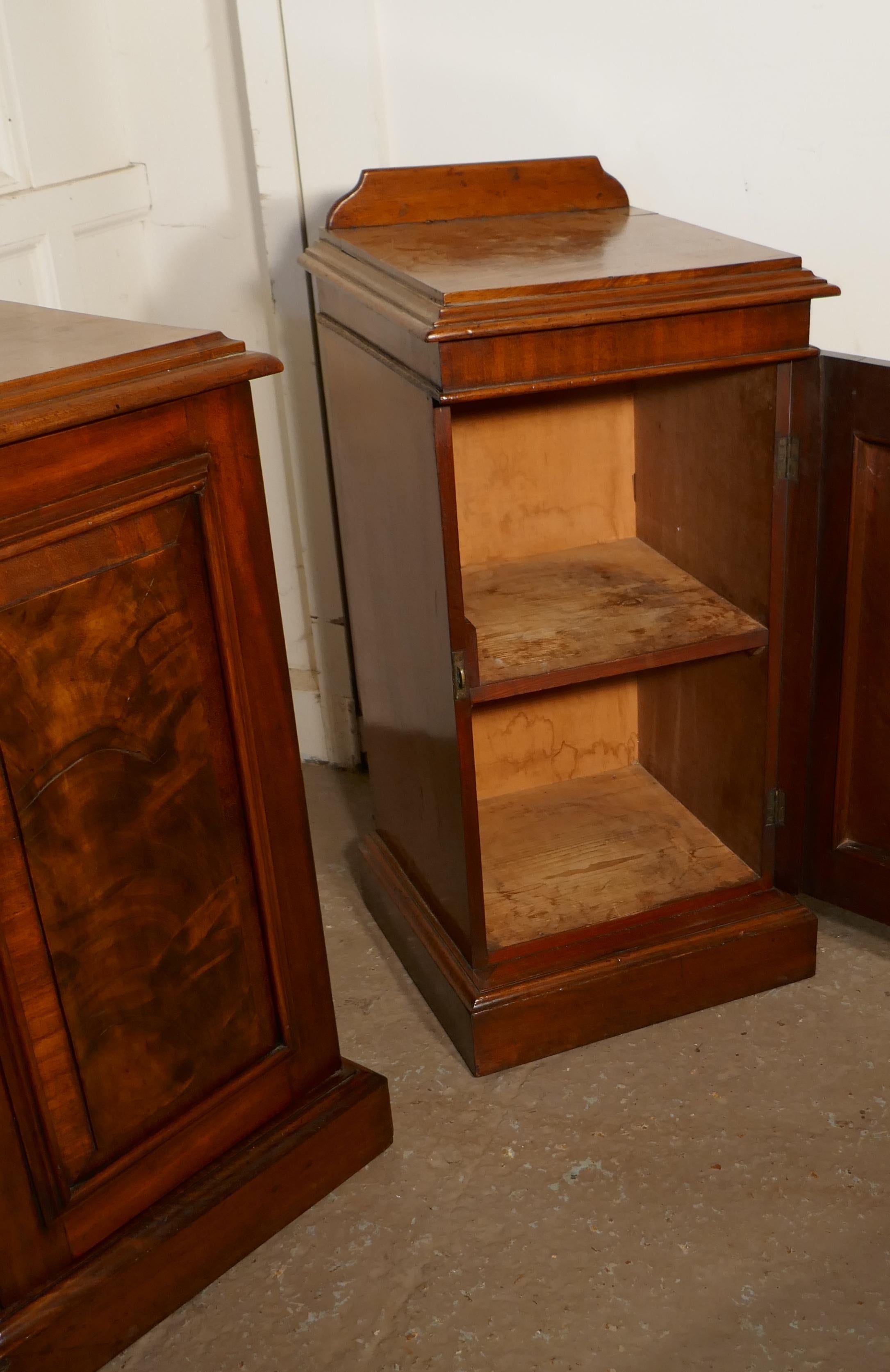 Near Pair of Victorian Walnut Bedside Cupboards For Sale 1