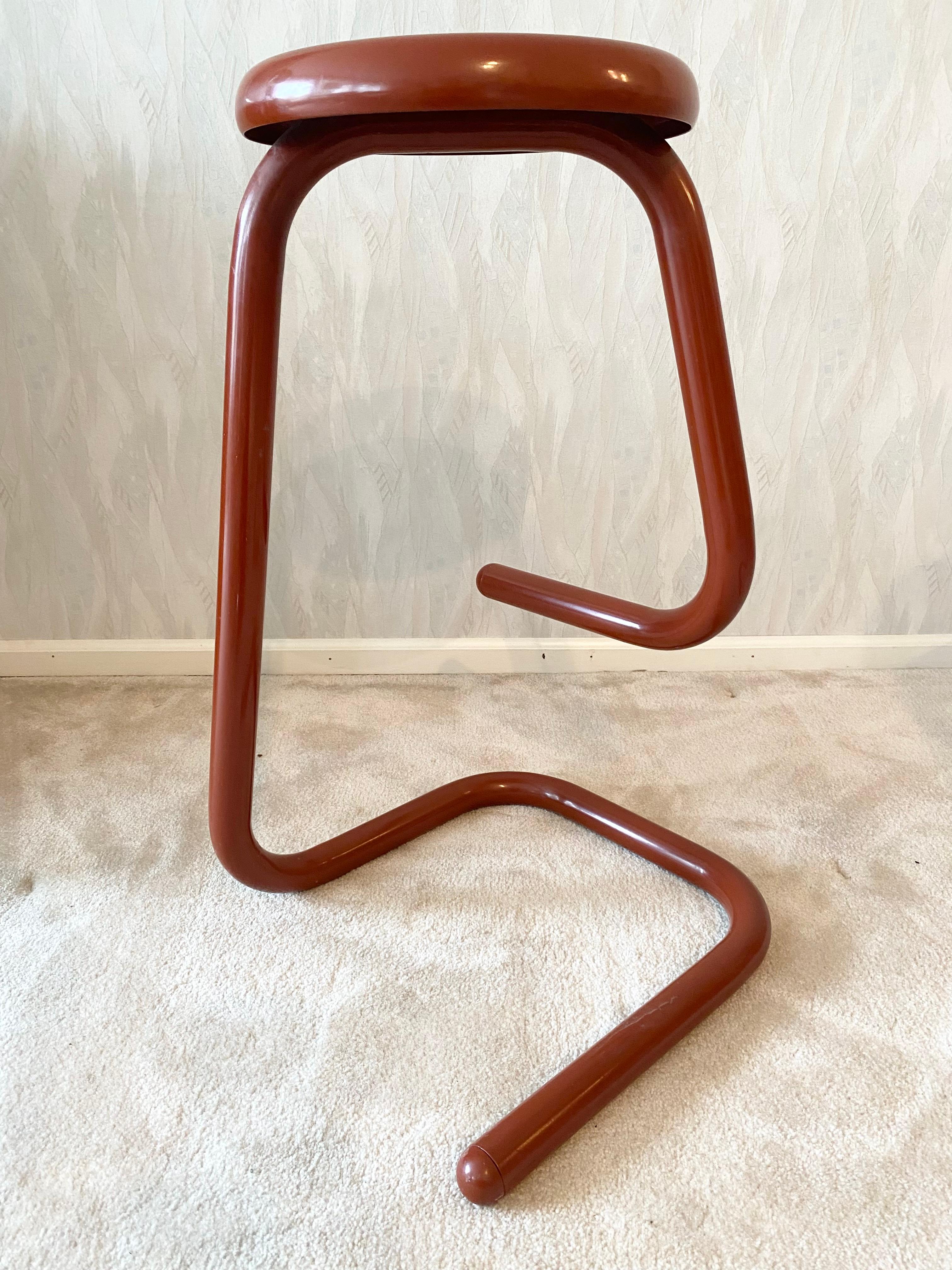 Post-Modern Near Perfect Pair of Red Vintage 1980s K700 Paperclip Stools by Kinetics