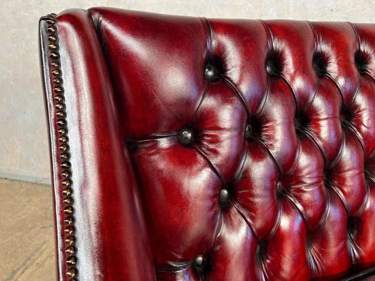 A Neat Mid C English Made Two Seater Chesterfield Sofa Hand dyed Deep