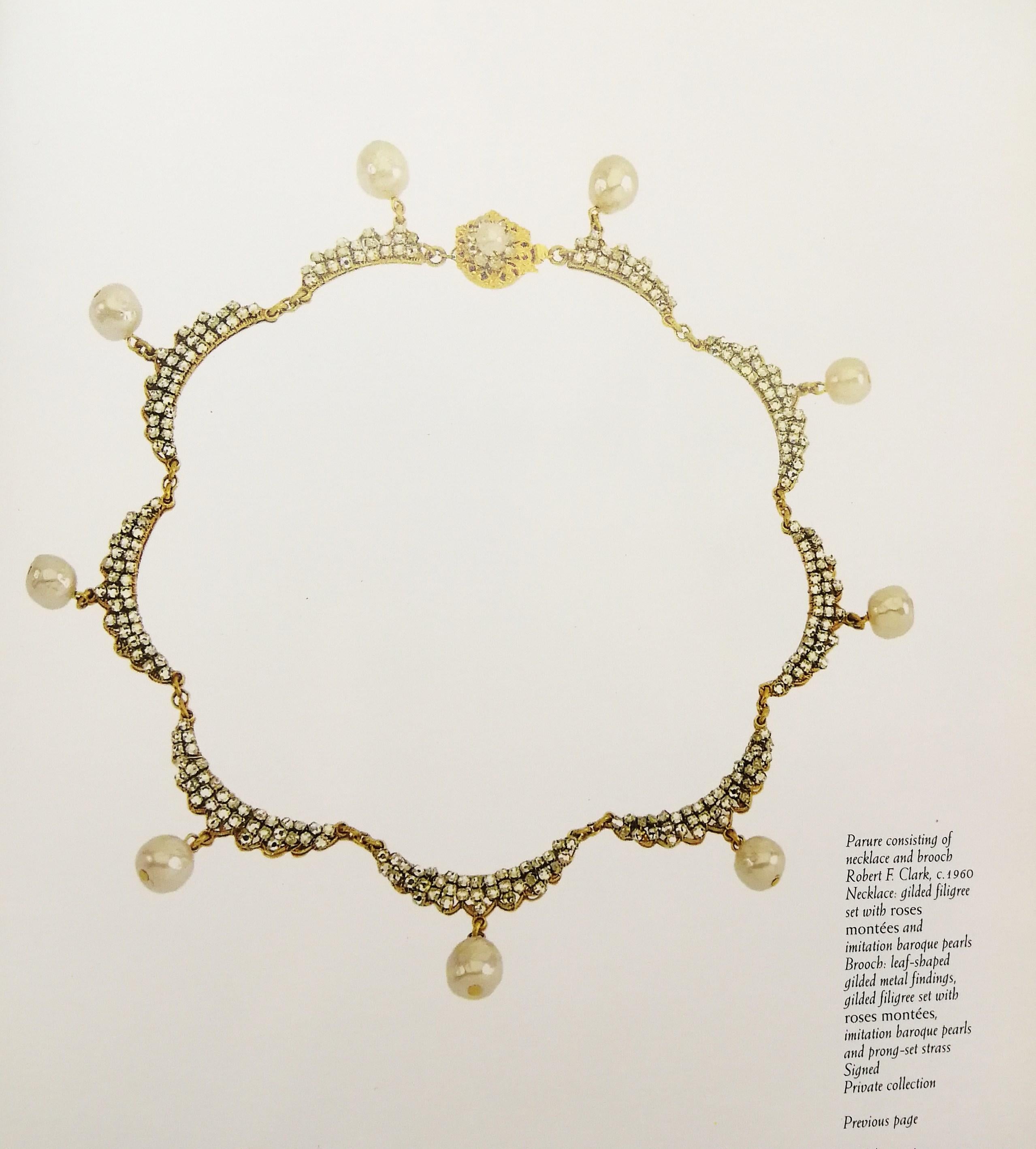 A necklace and earrings of gilded metal, paste and baroque pearl, Miriam Haskell 10
