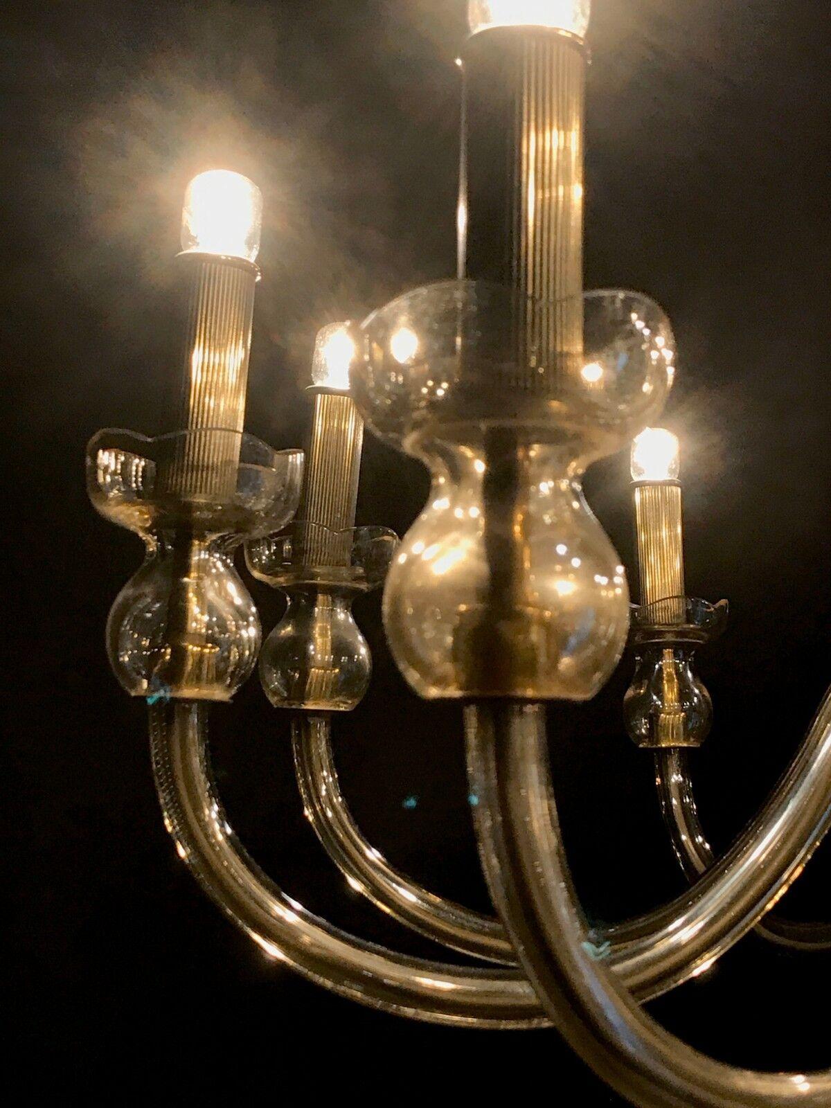 A Luxurious NEOCLASSICAL MURANO GLASS Ceiling Fixture by VERONESE, Italy, 1950 For Sale 3
