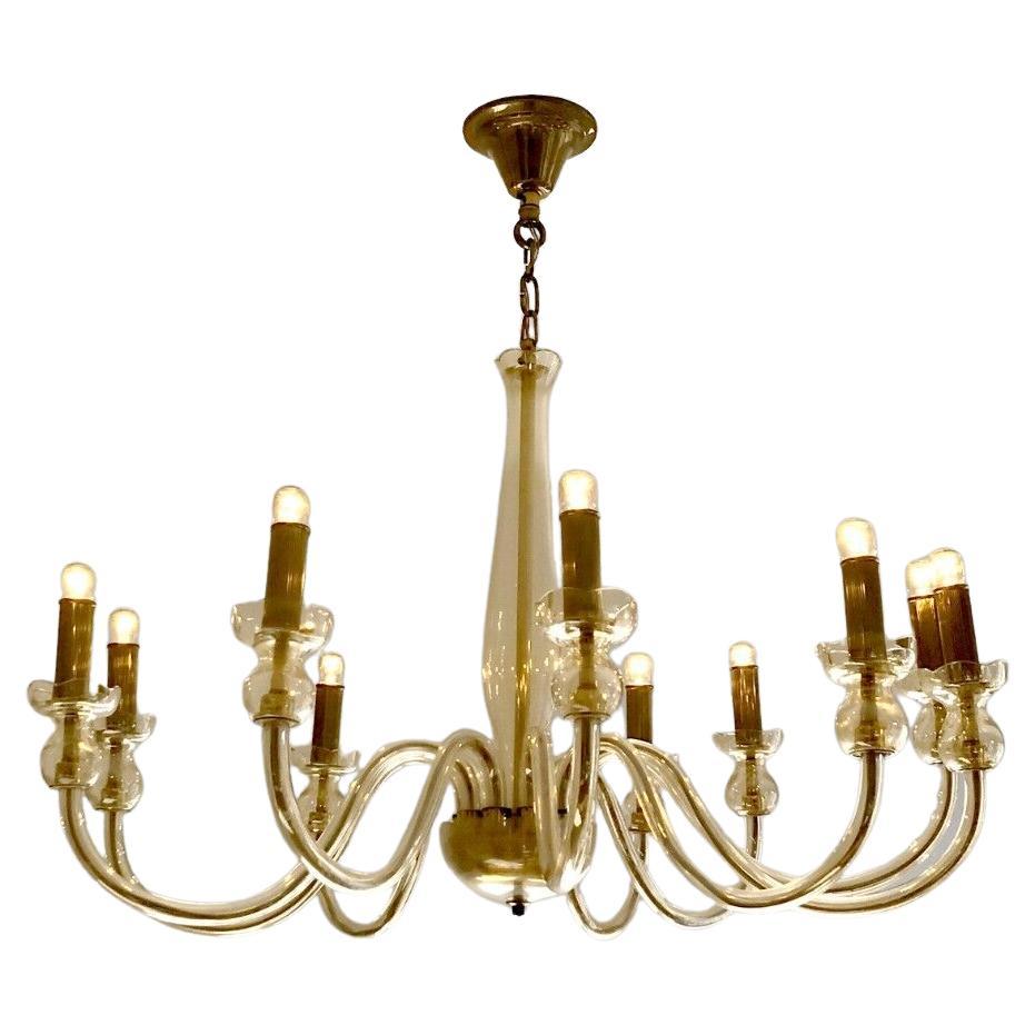 A Luxurious NEOCLASSICAL MURANO GLASS Ceiling Fixture by VERONESE, Italy, 1950 For Sale