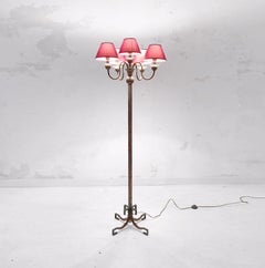 A NEO-CLASSICAL ART DECO MODERNIST Copper FLOOR LAMP by PETITOT, France 1930