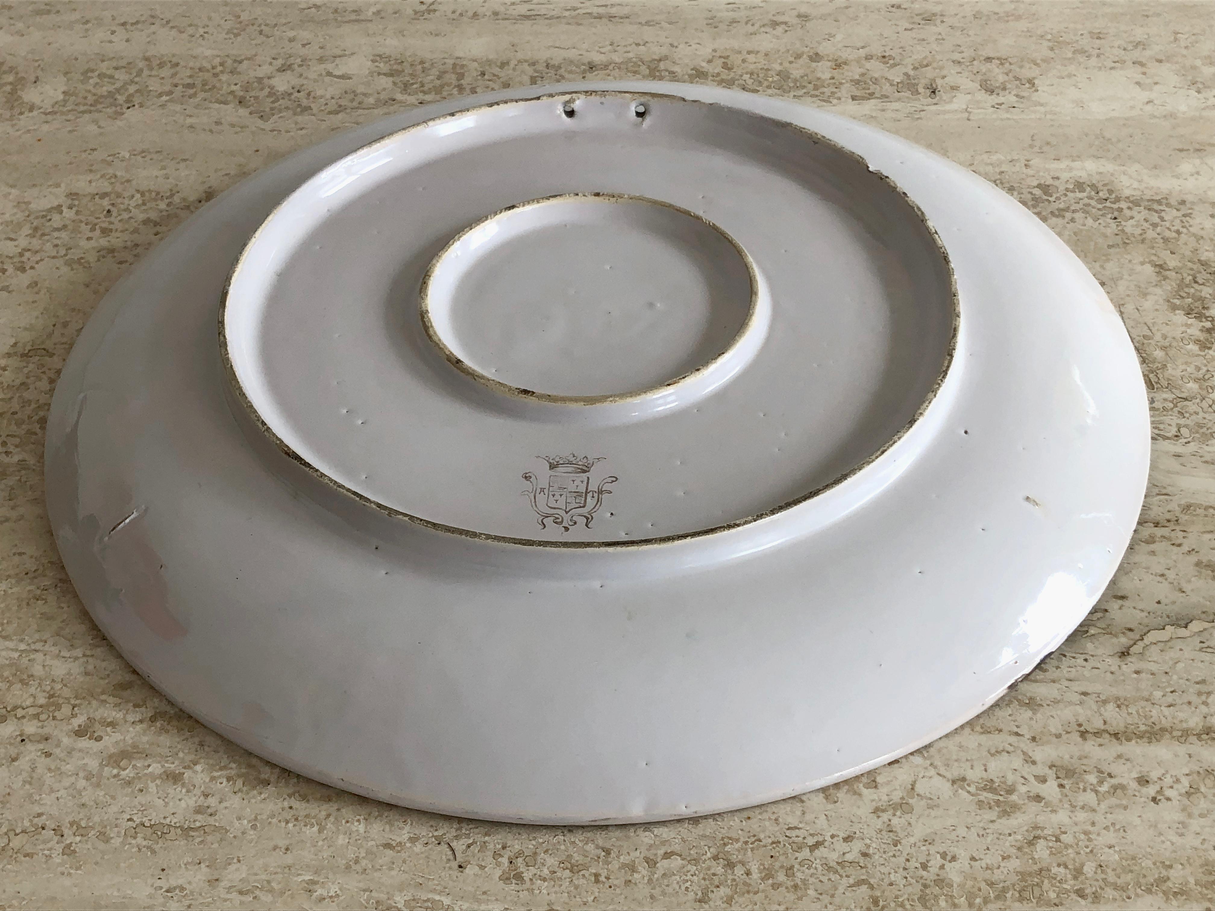 PIATTO DI CERAMICA NEOCLASSICA ART NOUVEAU DI EMILE BALON BLOIS SCHOOL Francia 1900 in vendita 8